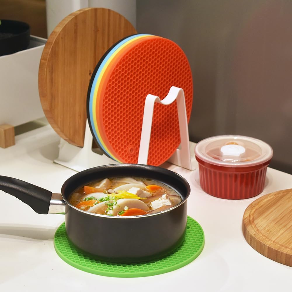 homEdge Silicone Trivets Mat, 6 Packs Multipurpose Non Slip Heat Resistant Pot Holder-Assorted Color