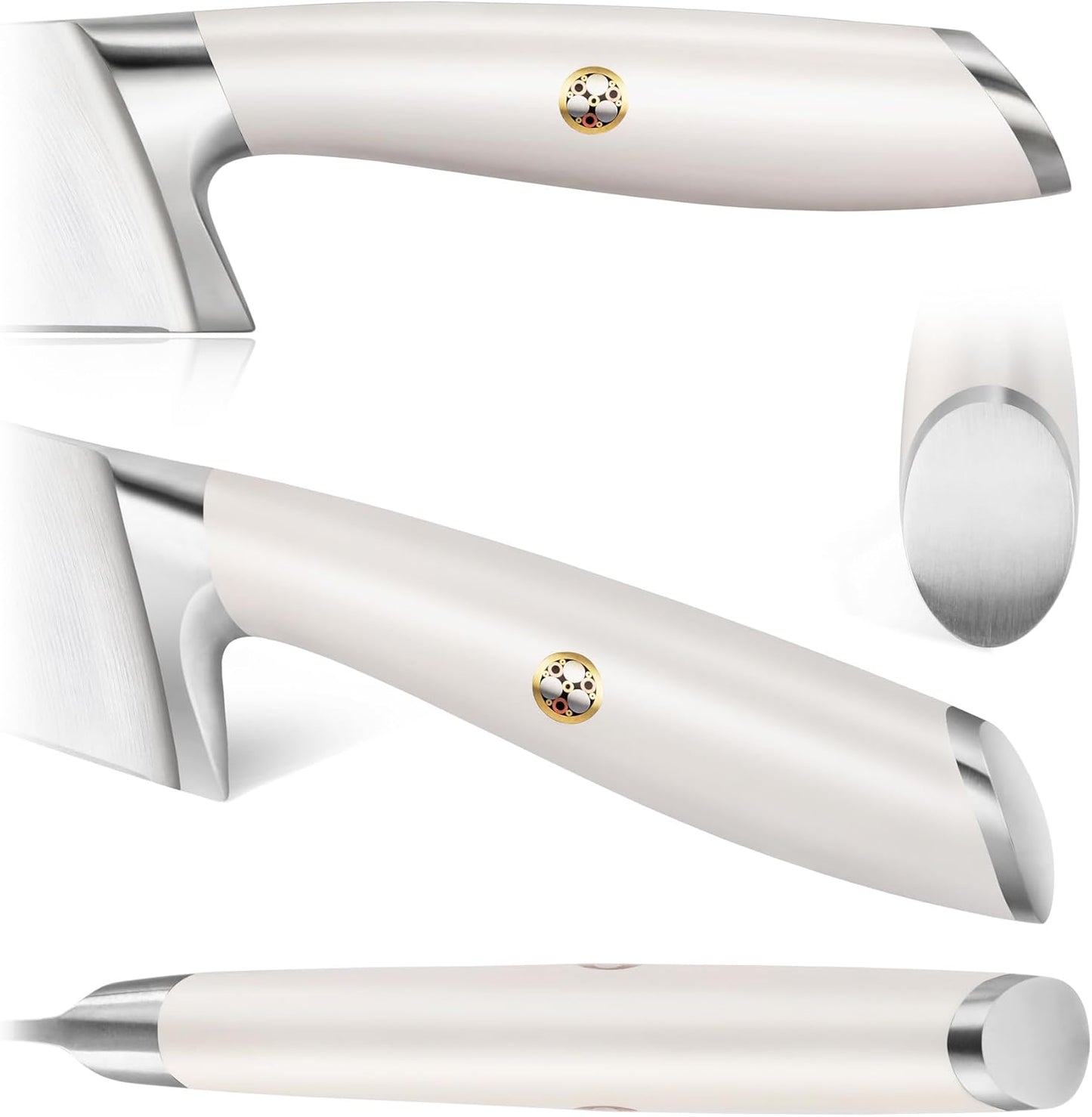 Cangshan L Series Knife Block Sets, Forged German Steel (12-Piece 4 Steak Knives, White)