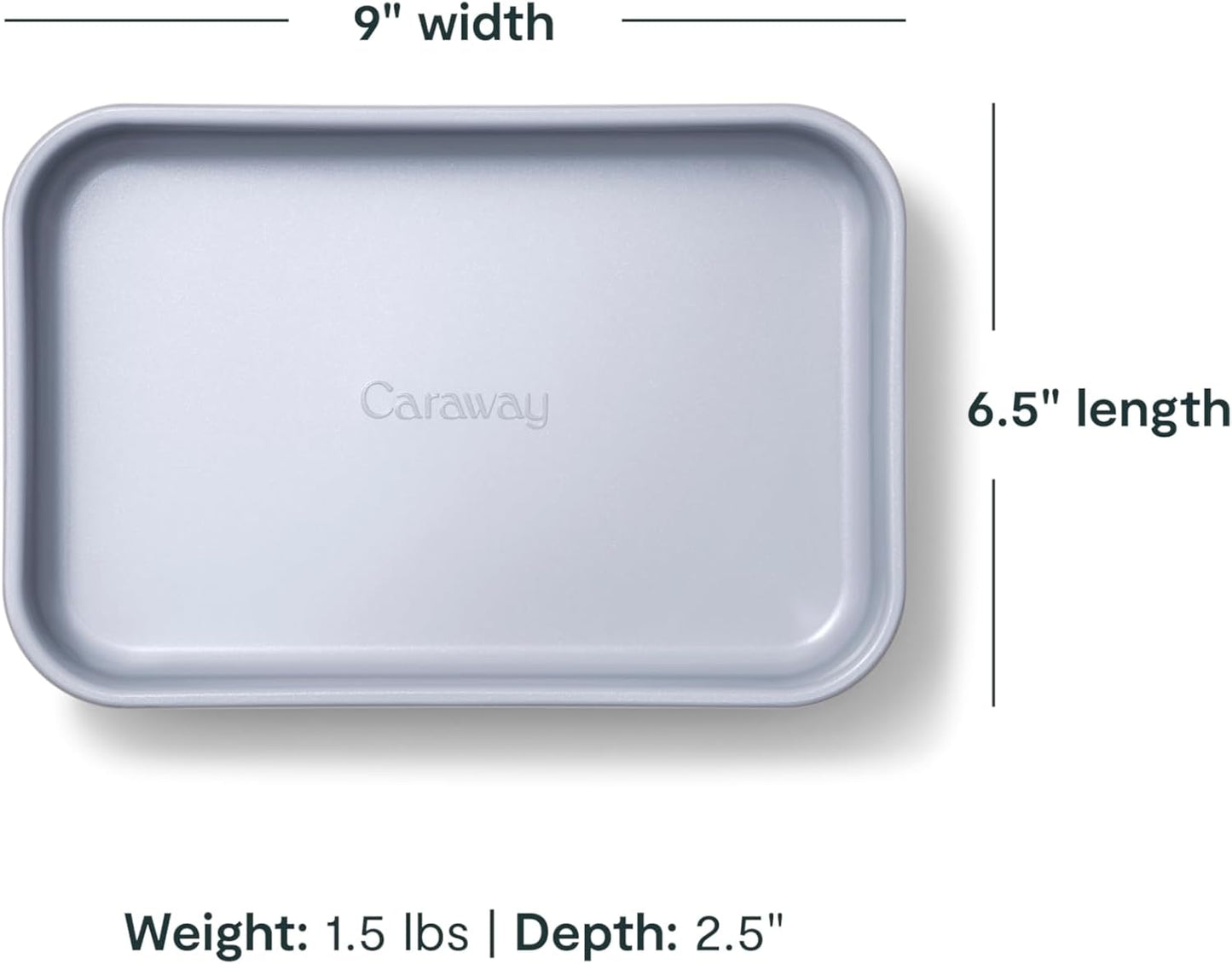Caraway Nonstick 9” x 6.5” Small Rectangle Baking Pan – Non-Toxic, PTFE & PFOA Free – Aluminized Steel Core – Deep Ceramic Baking Pan for Casseroles, Lasagna & More - Gray