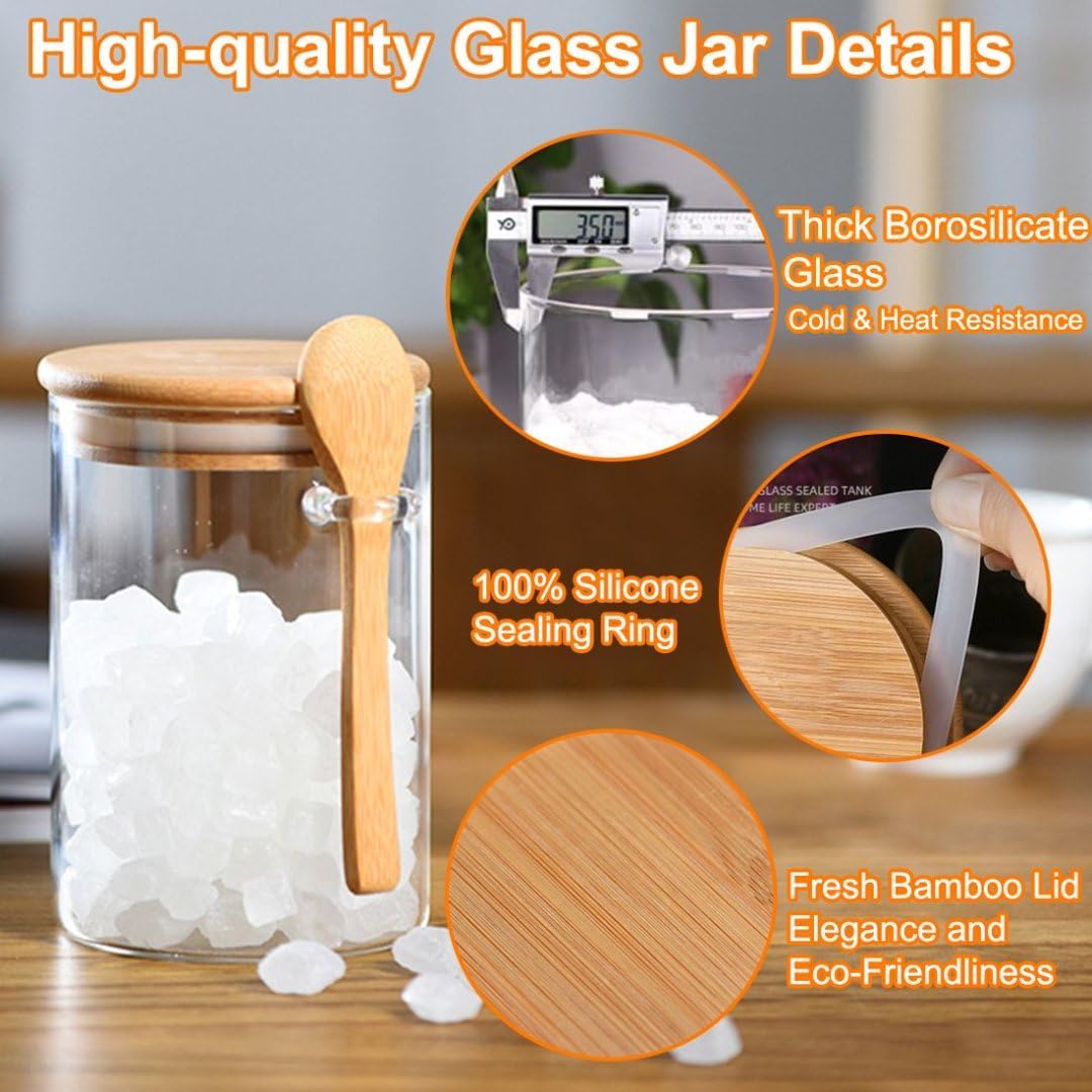 4-Pack 18.5oz Airtight Glass Meal Prep Containers with Lids – Overnight Oats Jars for Coffee, Nuts, Candy, Chia Seed Sugar & Pudding | Leakproof Borosilicate Glass Food Storage Jars