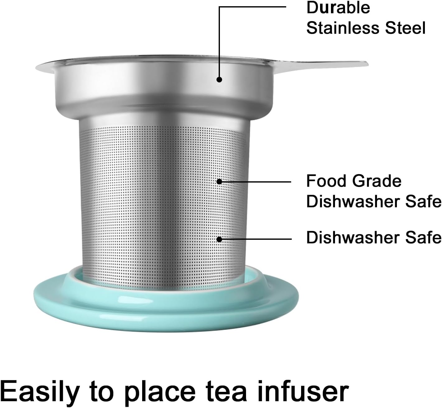 Sweejar Porcelain Tea Infuser Mug with Lid, 20 oz Teacup with Strainers for Loose Leaf Tea, Microwave and Dishwasher Safe Coffee Mug(Purple)