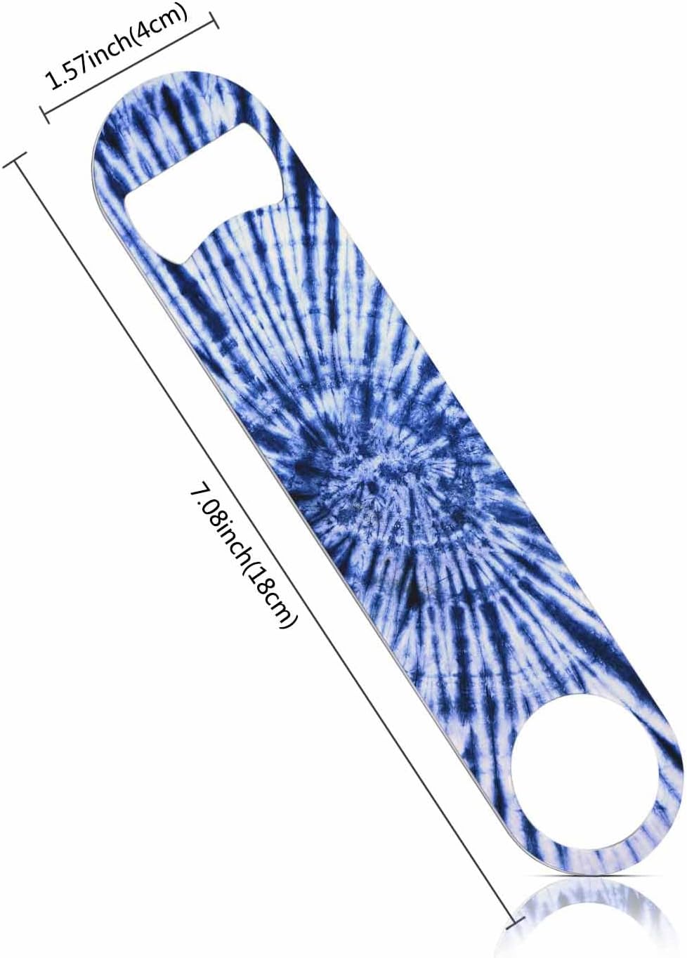 Tie Dye Pattern Stainless Steel Bottle Opener Dark Blue White Spiral Circle Swirl Batik Flat Beer Bottle Opener Keychain for Home Kitchen Bar Restaurant Party Birthday Gift
