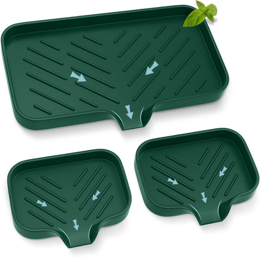 Kitchen Sink Tray,Sponge Holder for Kitchen Sink Self Draining Kitchen Soap Tray Premium Silicone Soap Holder for Bathroom Kitchen Counter Sink Caddy Organizer for Dish Soap Bottle,Soap Dispenser