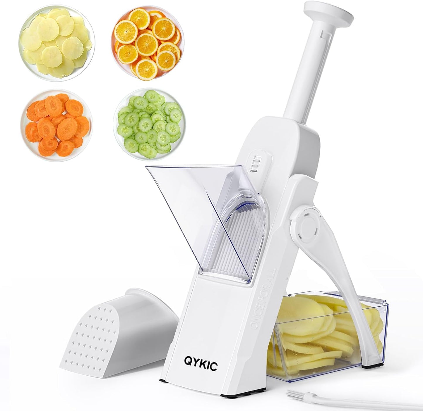 Safe Mandoline Slicer, Potato Clips Slicer,Vegetable Food Slicer,Thickness Adjustable for Cucumber Onion Carrot Lemon (Only Slicer White)