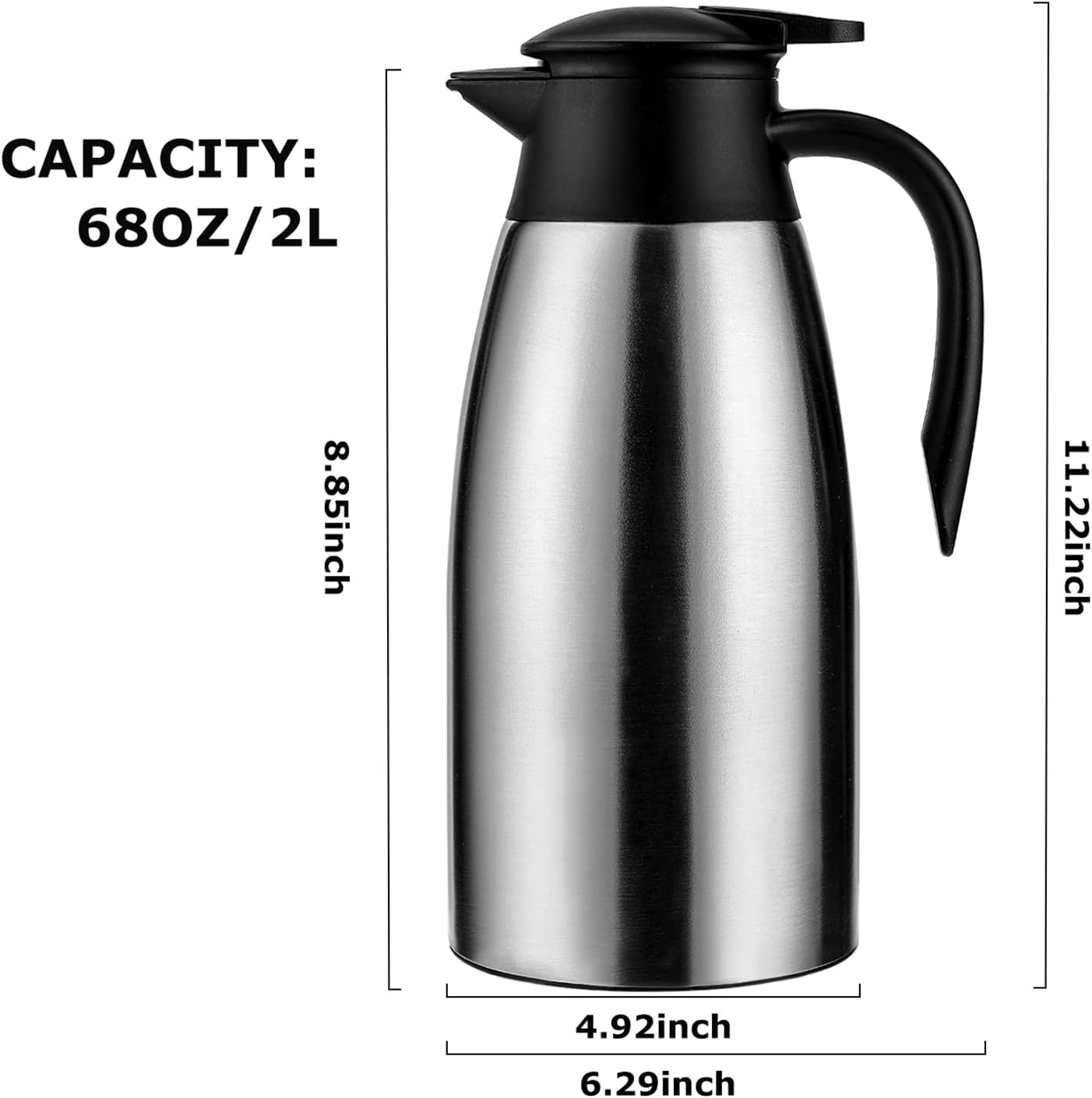 6 sets 70 oz Thermal Coffee Carafe for keeping hot, Carafe for hot liquid, Airpot Insulated Stainless Steel Vacuum Thermal Pot for Coffee, Hot Water,Keep Hot 12 Hours (4silver)