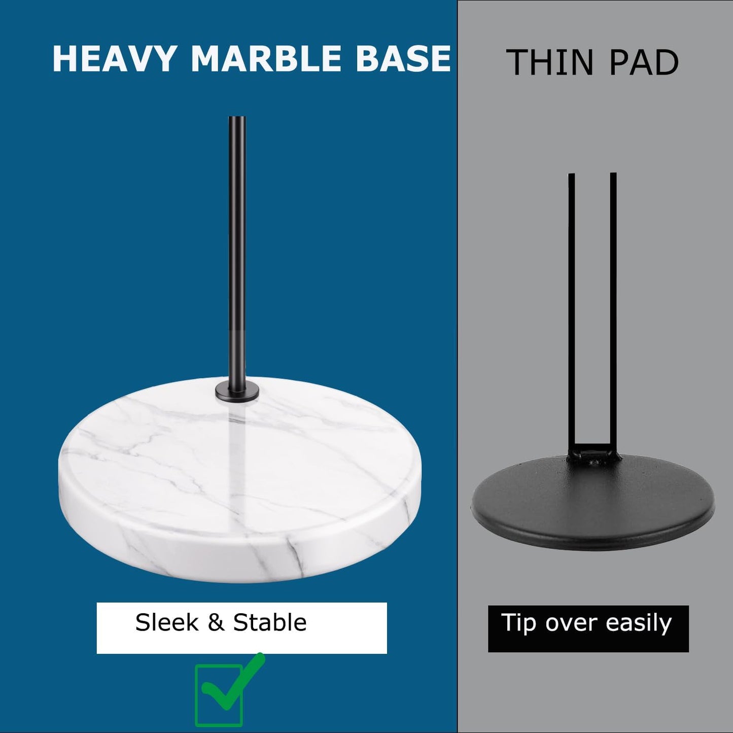 Stainless Steel Tumbler Lid Organizer With Marble Base for Stanley Cup/Yeti - Space-Saving Vertical Stacker for Up to 10 Lids, Clutter-Free Kitchen Cabinets and Countertops (Gold)