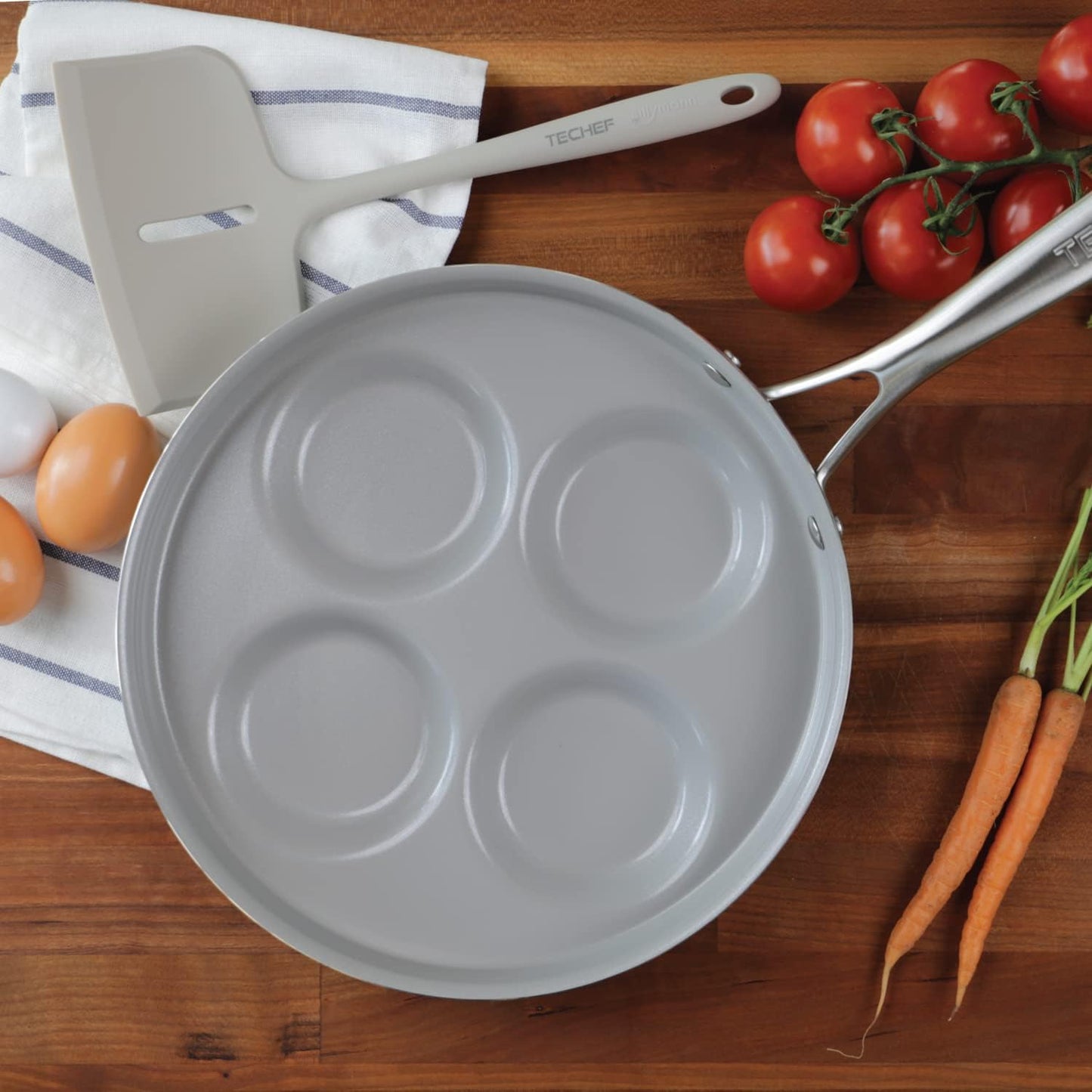 TECHEF - CeraTerra Ceramic Nonstick 4-Cup Egg Frying Pan (PFAS, PTFE, and PFOA Free), Made in Korea, (Egg Pan)