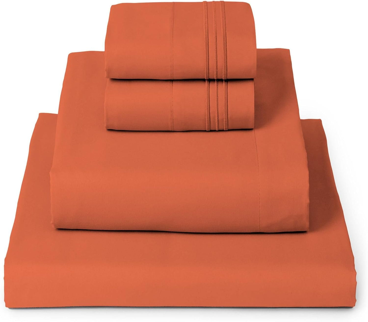 Mellanni King Sheets Set - 4 PC Iconic Collection Bedding - Hotel Luxury, Extra Soft, Cooling Bed Sheets - Wrinkle, Fade, Stain Resistant (King, Poppy Orange)