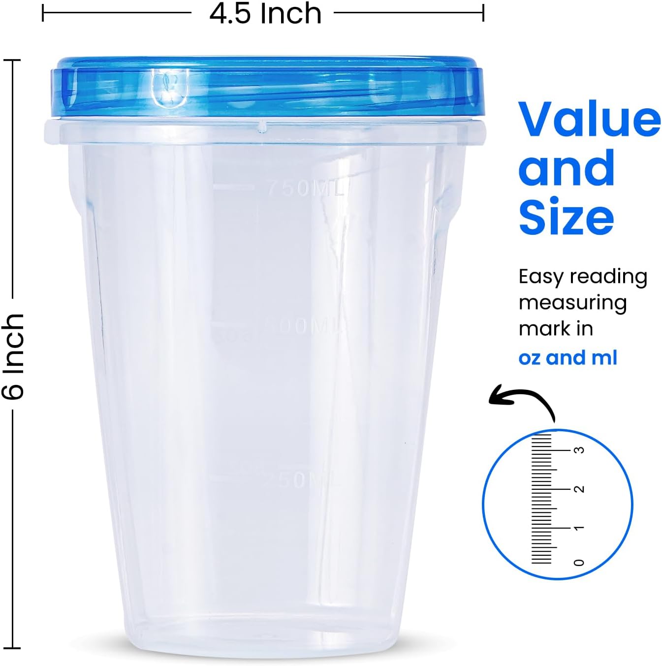 RFAQK 24 PCS Freezer Storage Containers with Lids-12 Plastic 32 oz Deli Containers with 12 Screw Lids-Freezer Containers for Soup with Twist Top Lids-Reusable Plastic Box for Lunch, Gym, Travel