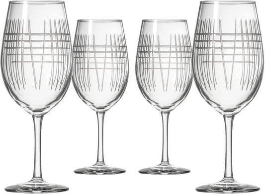 Rolf Glass Matchstick All Purpose Wine Glass 18 Ounce - Set of 4 Large Wine Glasses - Lead-Free Glass - Engraved Large Wine Glasses - Proudly Made in the USA
