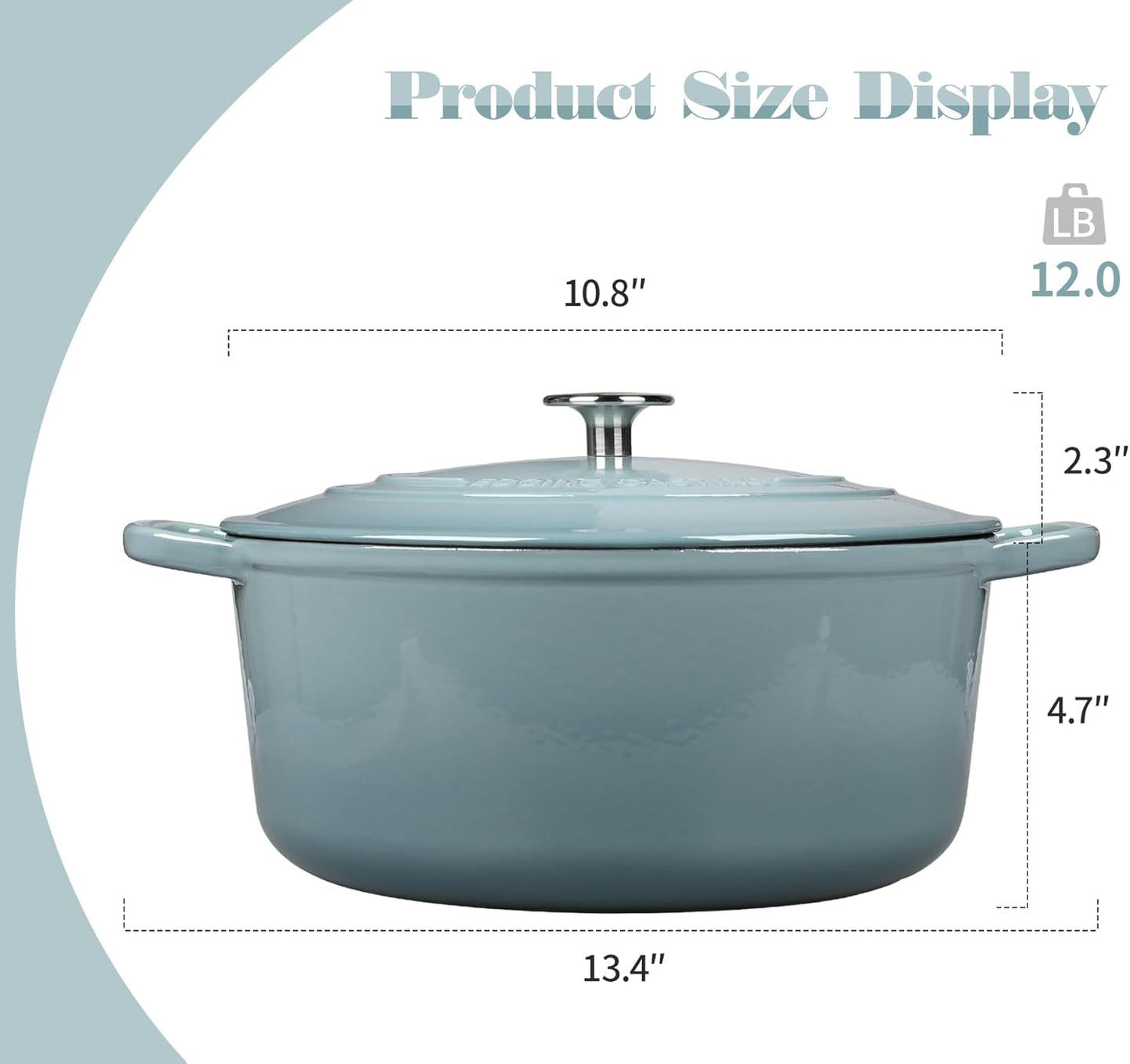 Enameled Dutch Ovens Cast Iron Dutch Oven Pot with Lid for Bread Baking, Cook, Dual Handle, 5.5 Quart, Seasalt