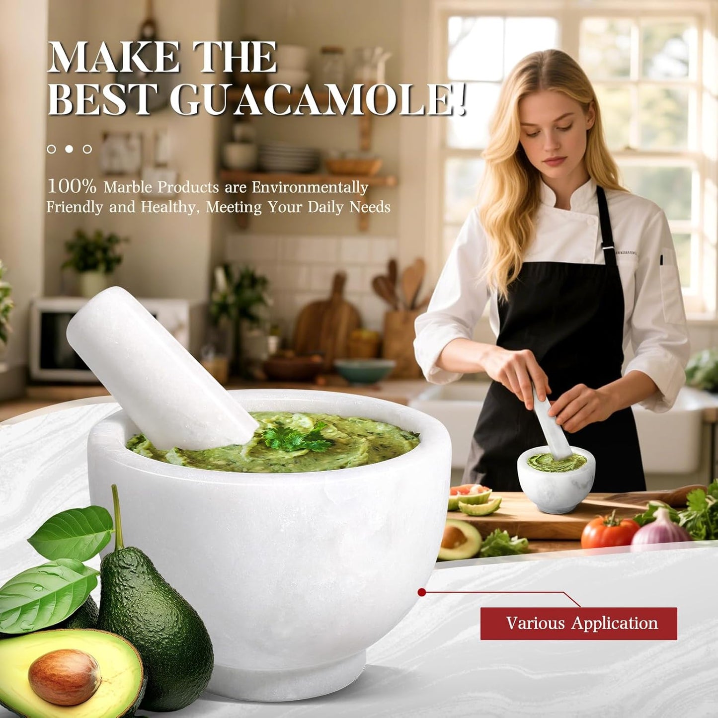 Koville Marble Mortar and Pestle Set, 5"-1.5 Cups Grinder Bowl for Guacamole, Salsa, Pill Crusher, Spice, Herb, Garlic, Nut, Heavy Duty Grinder for Kitchen(Namib Fantasy)