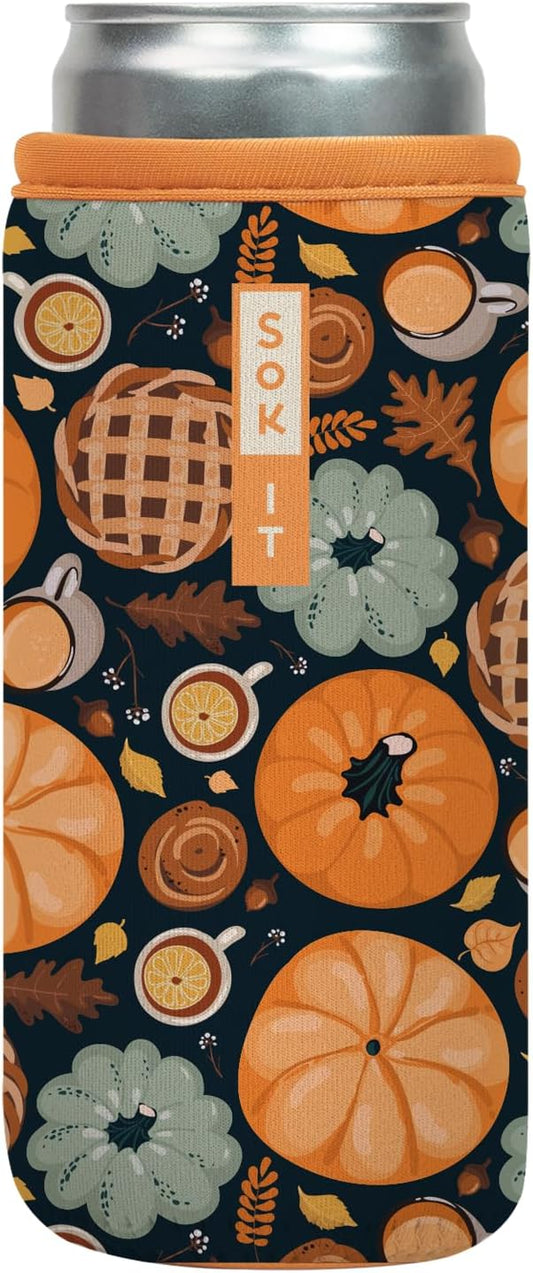 Sok It CanSok Sleeve for Beer & Soda Insulated Neoprene Cover (Give Thanks, 12oz Slim Can Sleeve)