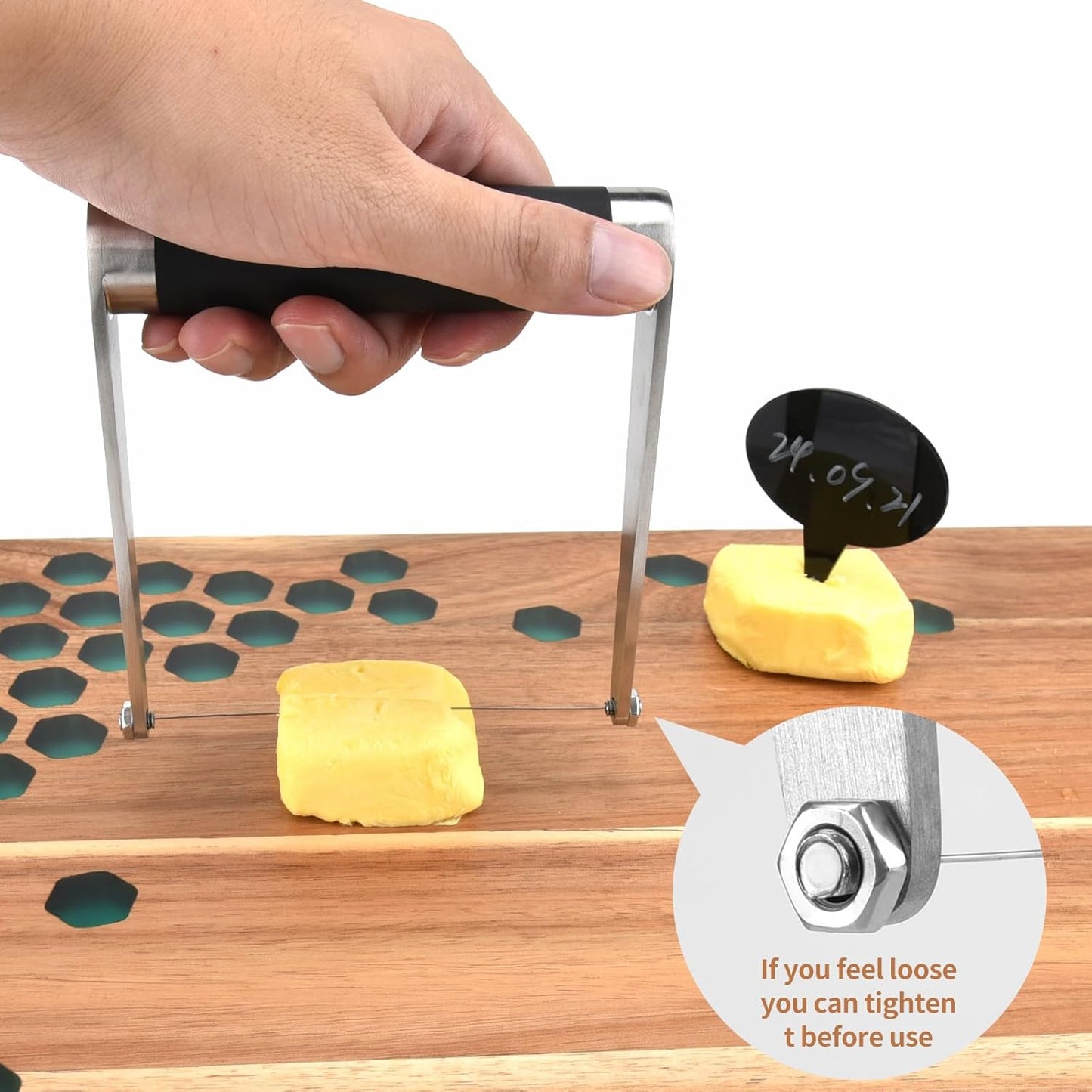 Guowall 10pcs Stainless Steel Cheese Wire Slicer Hand Held Butter Cutter Kitchen Manual Tool with Wine Opener Stopper Pourer Accessories