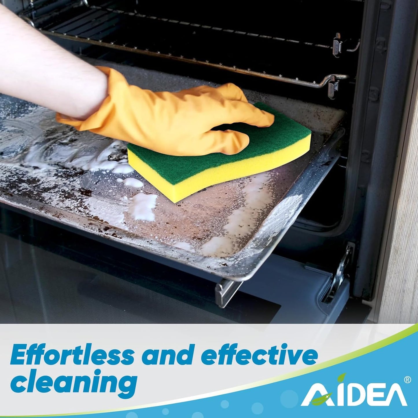 AIDEA Sponges Kitchen, XL Heavy Duty Dish Sponge, Cleaning Dish Scrubber Sponge for Home and Kitchen, Extra Large Cleaning Supplies for Pots, Pans, 6 Pack