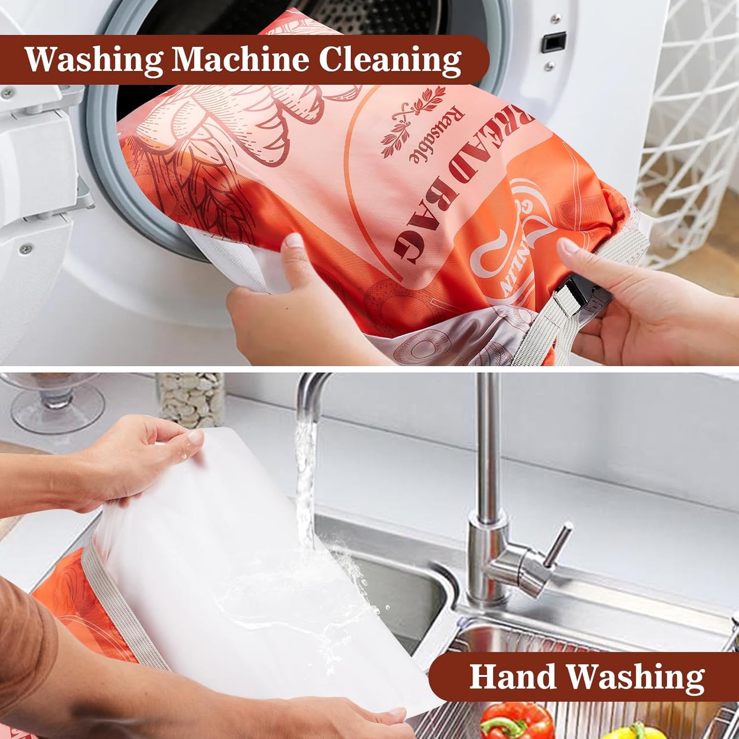 2 Pack Reusable Bread Bags for Homemade Loaves, 17 * 13 Inch Extra Large Storage Bag with Zipper, Bread Container for Freezer Food Storage