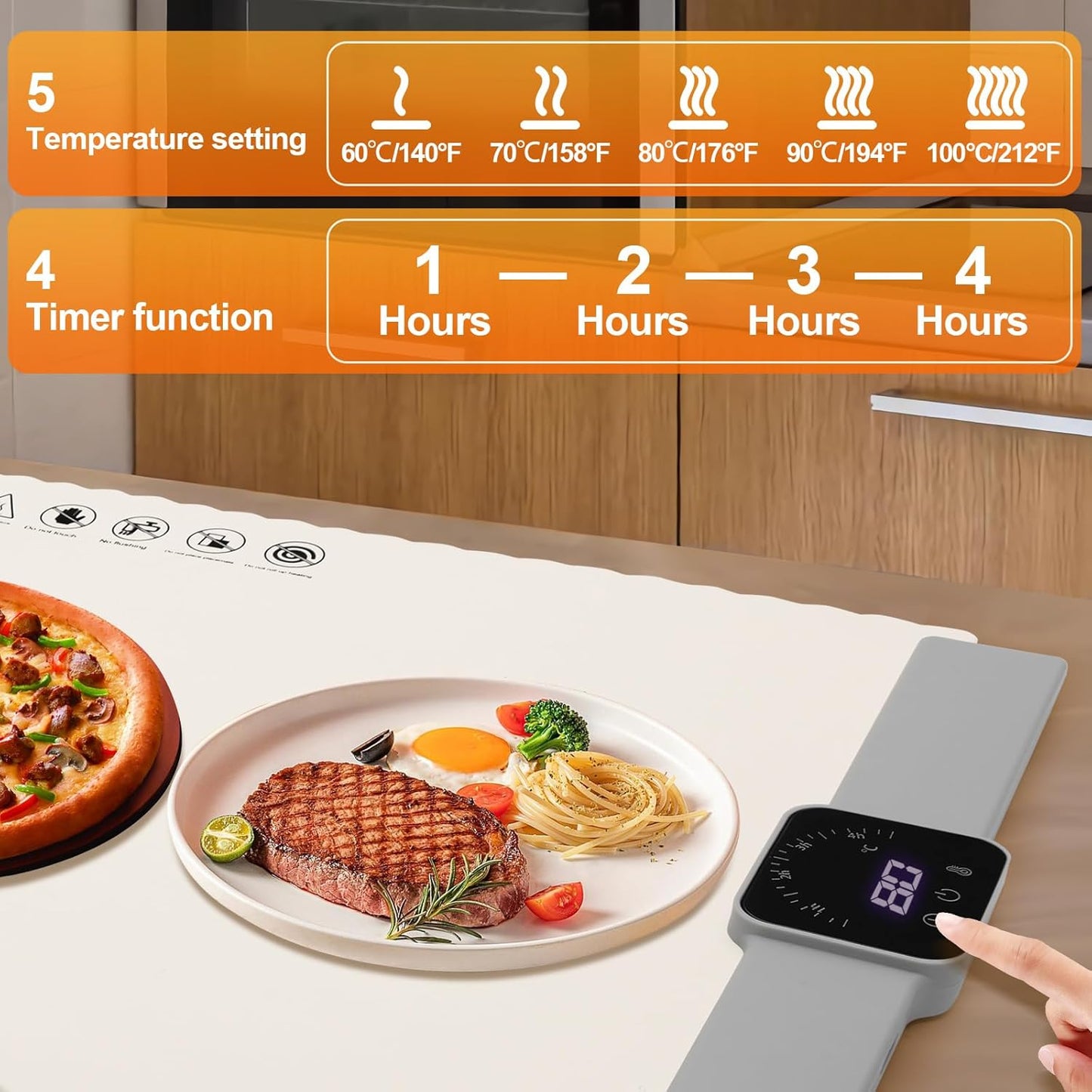 Warming Mat for Food,Food Warming Mat with Adjustable Temperature(5 Level),Electric Warming Tray,Fast Heating Tray for Home Buffets, Restaurants, Parties