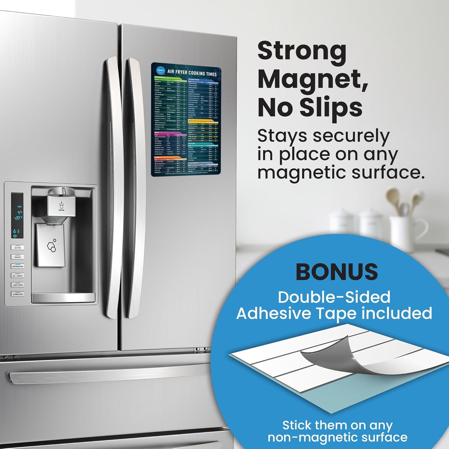 Air Fryer Magnetic Cheat Sheet Set - Air Fryer Accessories Cookbook - Pressure Cooker Magnet Sheet As Seen on The Today Show - Quick Reference Guide for Cooking and Frying (Black Bundle)