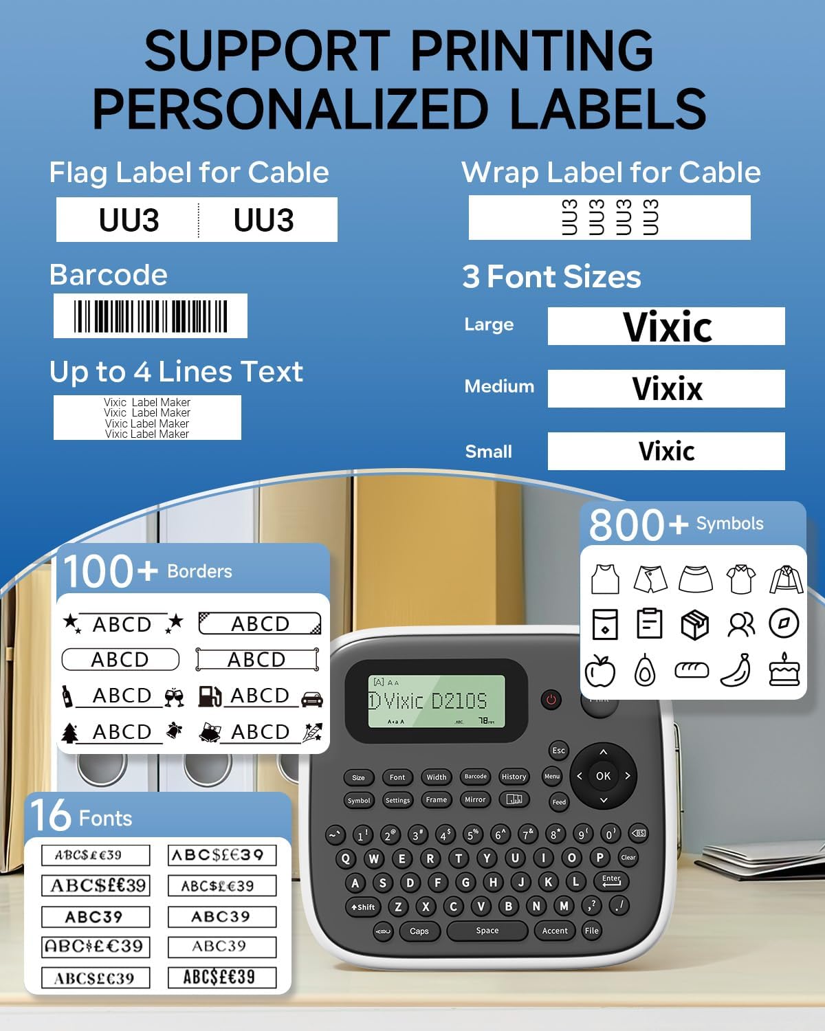 Label Makers, Label Maker Waterproof-Labels, D210S Label Maker Machine with Tapes, Portable Label Machine with Keyboard Powered by Type-C, Handheld Labeler Machine for School Office Organization