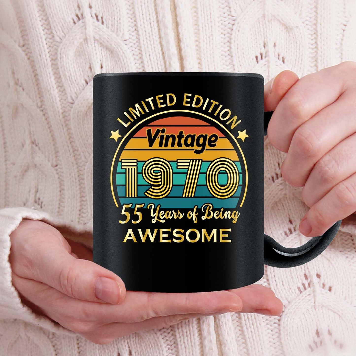 QUPT 55th Birthday Gifts for Women Men, 55th Birthday Gifts for Him, 1970 Birthday Gifts for Women Men, 55 Years Old Gifts, 1970 Birthday Gifts for Her Him, 55th Birthday Presents Coffee Mug