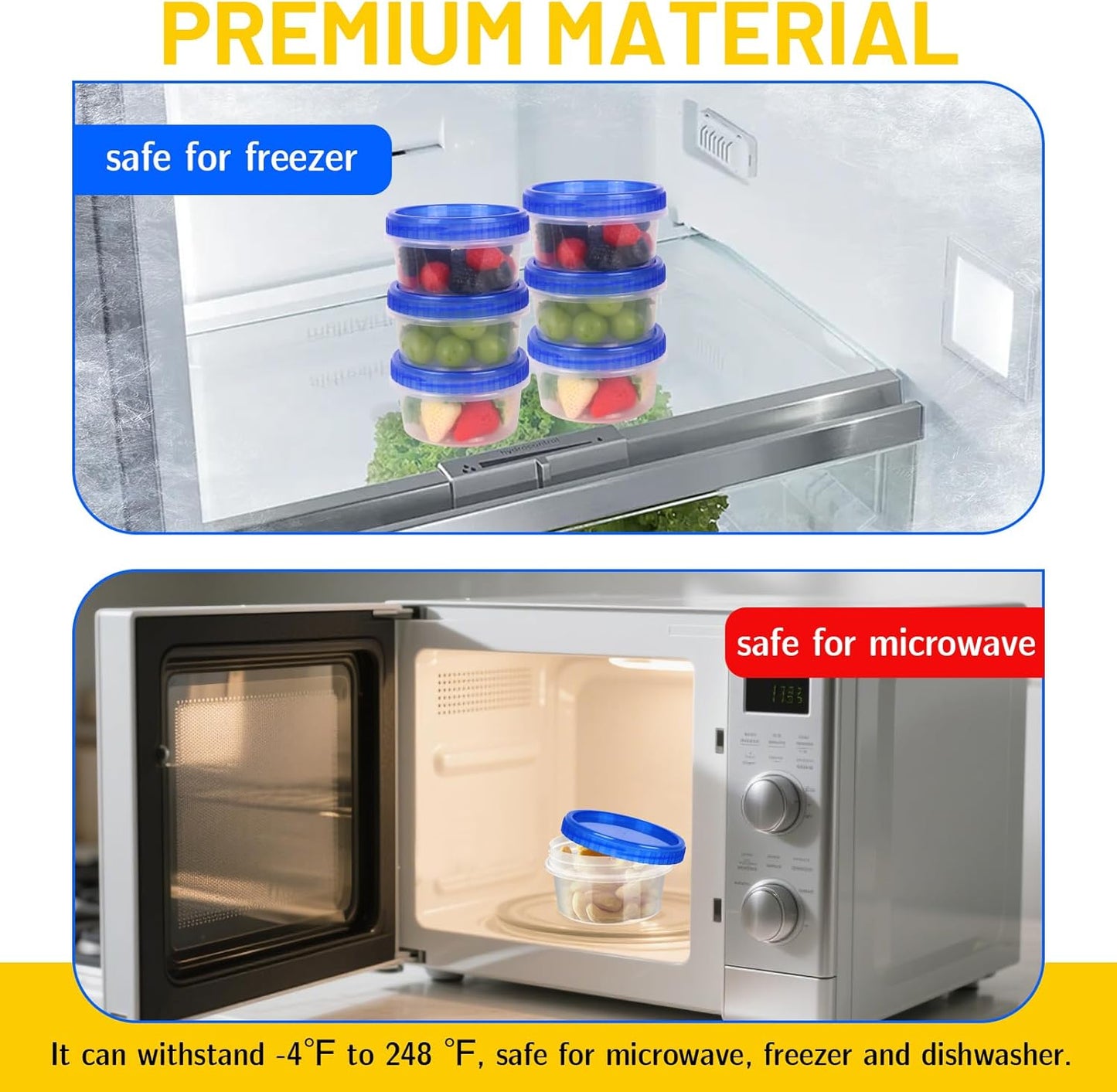 12 Pack Freezer Containers with Screw On Lids, 8 Oz Stackable Reusable Plastic Storage Container, Airtight Plastic Food Storage Containers with Twist Top Lids for Food Soup Jello Sauce