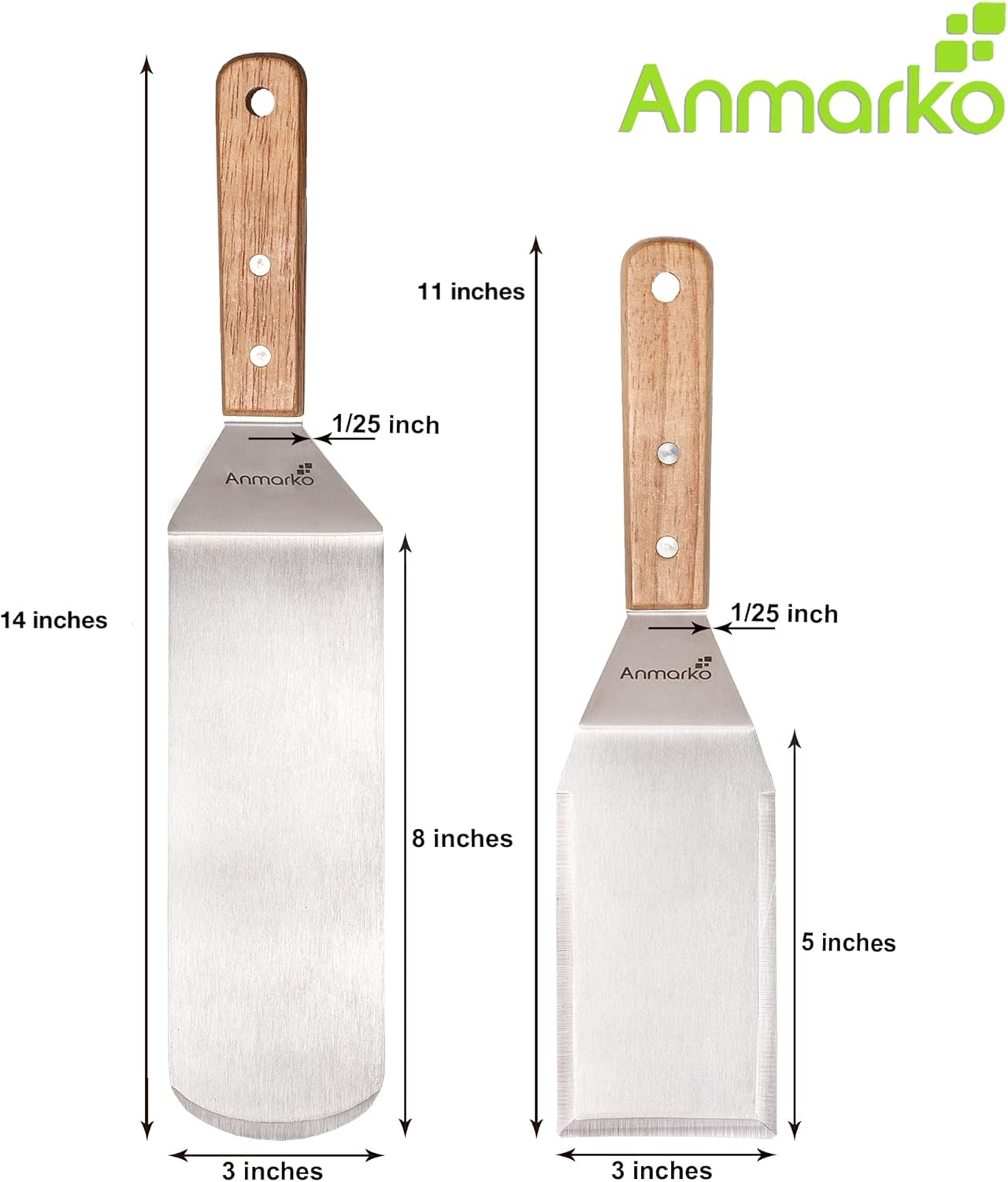 Professional Metal Spatula Set - Stainless Steel Spatula and Griddle Scraper - Heavy Spatula Griddle Accessories Great for Cast Iron Griddle BBQ Flat Top Grill - Commercial Grade
