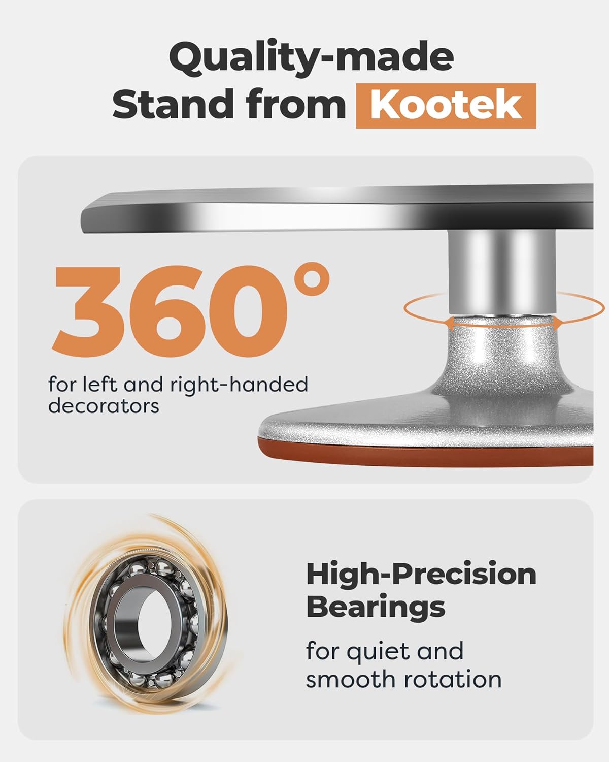 Kootek Aluminium Cake Turntable, 12 Inch Rotating Cake Stand, 35 pcs Cake Decorating Kit Supplies with 24 Numbered Icing Piping Tips, 2 Frosting Spatula, Pastry Bags and Other Baking Tools