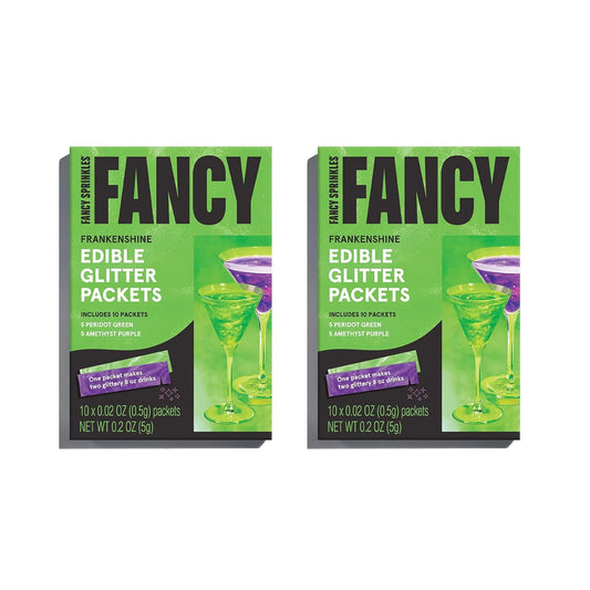 Fancy Sprinkles Limited Edition Halloween Frankenshine Edible Glitter Packets Portable & On-The-Go for Sparkling Drinks, Champagne, Cocktails, Wine, Beer, & more. (2 Pack)