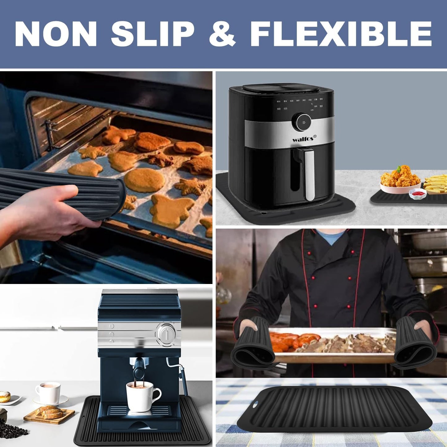 Walfos Large Silicone Trivet 16x12 Inch, Trivets for Hot Pots and Pans, Heat Resistant Pot Holders Hot Pads for Kitchen Quartz Countertops, Hot Dishes