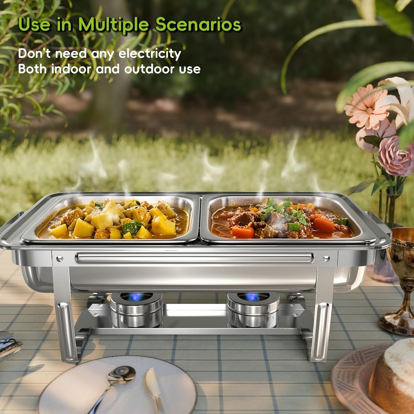 sifer 9Qt 4Pack [Multi-Size] Chafing Dish for Buffet | 80% Faster Screwless Assembly & Stackable Design for Wedding/Home/Christmas Buffets