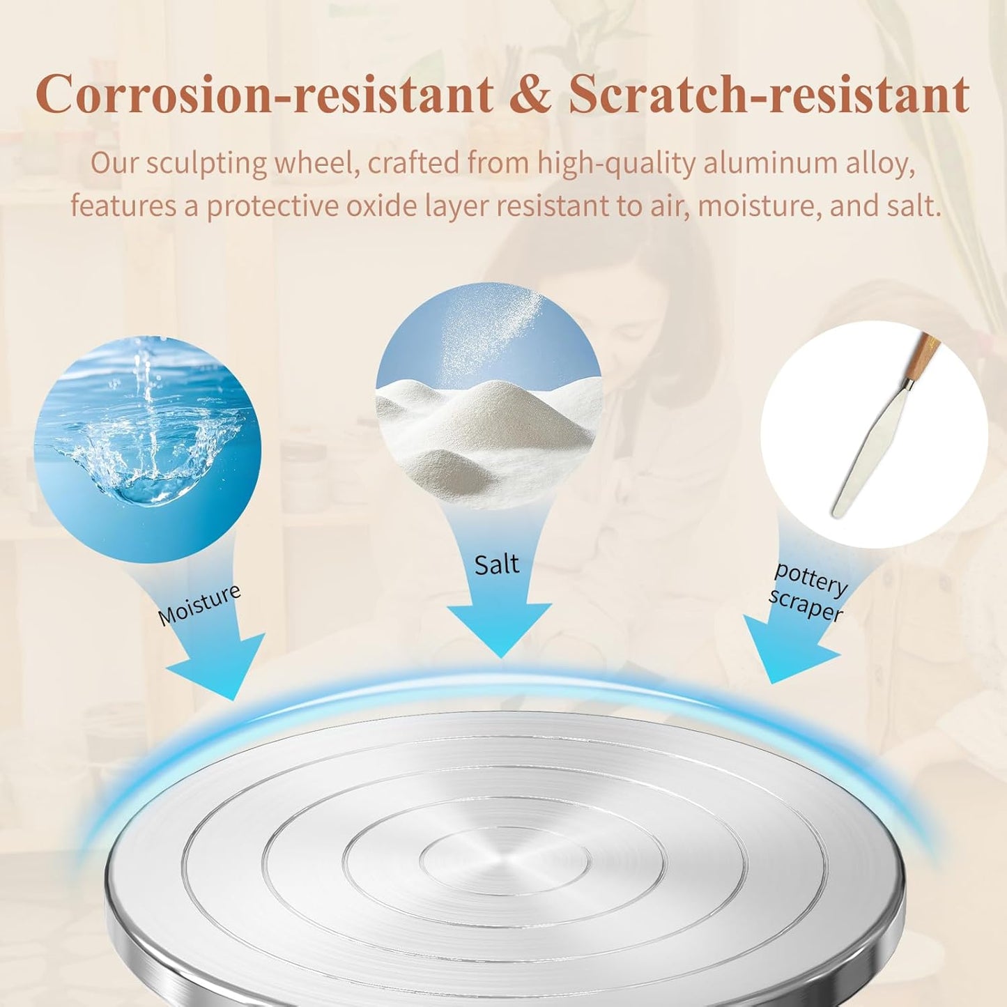 Yncotte 12 Inch Banding Wheel, Double-Sided Pottery Wheel Turnable Aluminium Alloy Heavy Duty Metal Sculpting Wheel with Ball Bearings for Ceramics Clay Model Making Cake Decor Paint Spraying Display