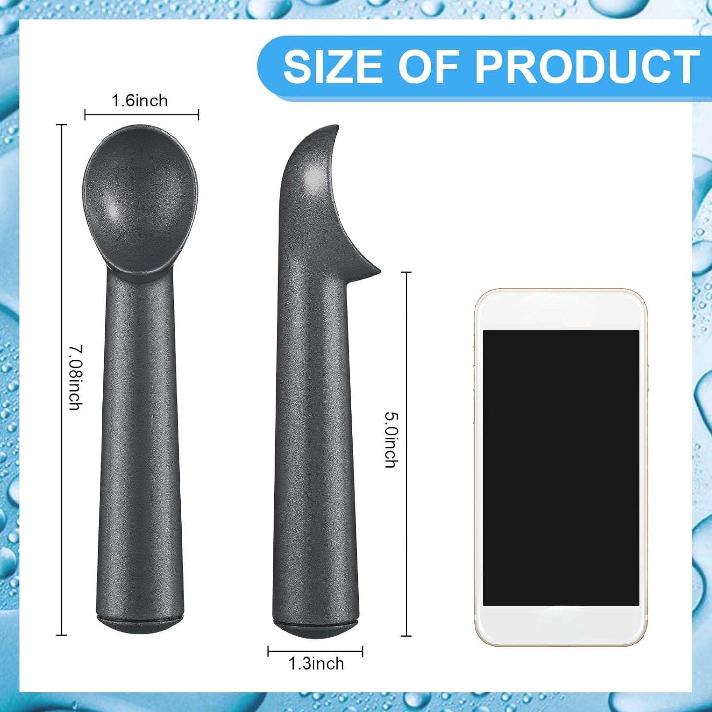 Suclain 3 Pieces Ice Cream Scoop 7 Inches Nonstick Anti Freeze Ice Cream Scooper with Comfort Handle Aluminum Alloy Design Professional Ice Cream Scoop Easy Clean for Gelato Cookie Sorbet (Black)