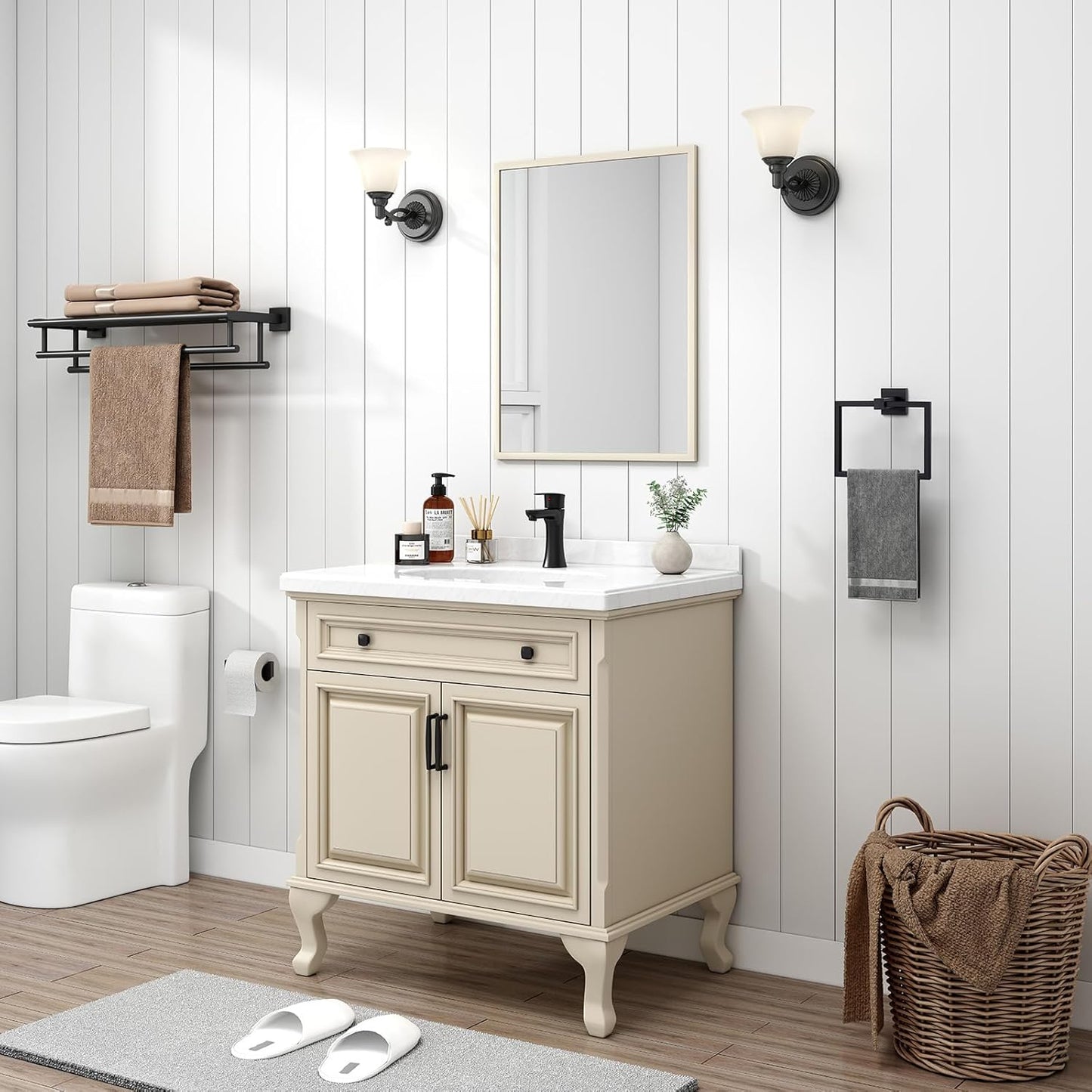 Bathroom Swivel Towel Ring Matte Black, Angle Simple SUS 304 Stainless Steel Hand Towel Holder for Wall Mount, 7.09 Inches