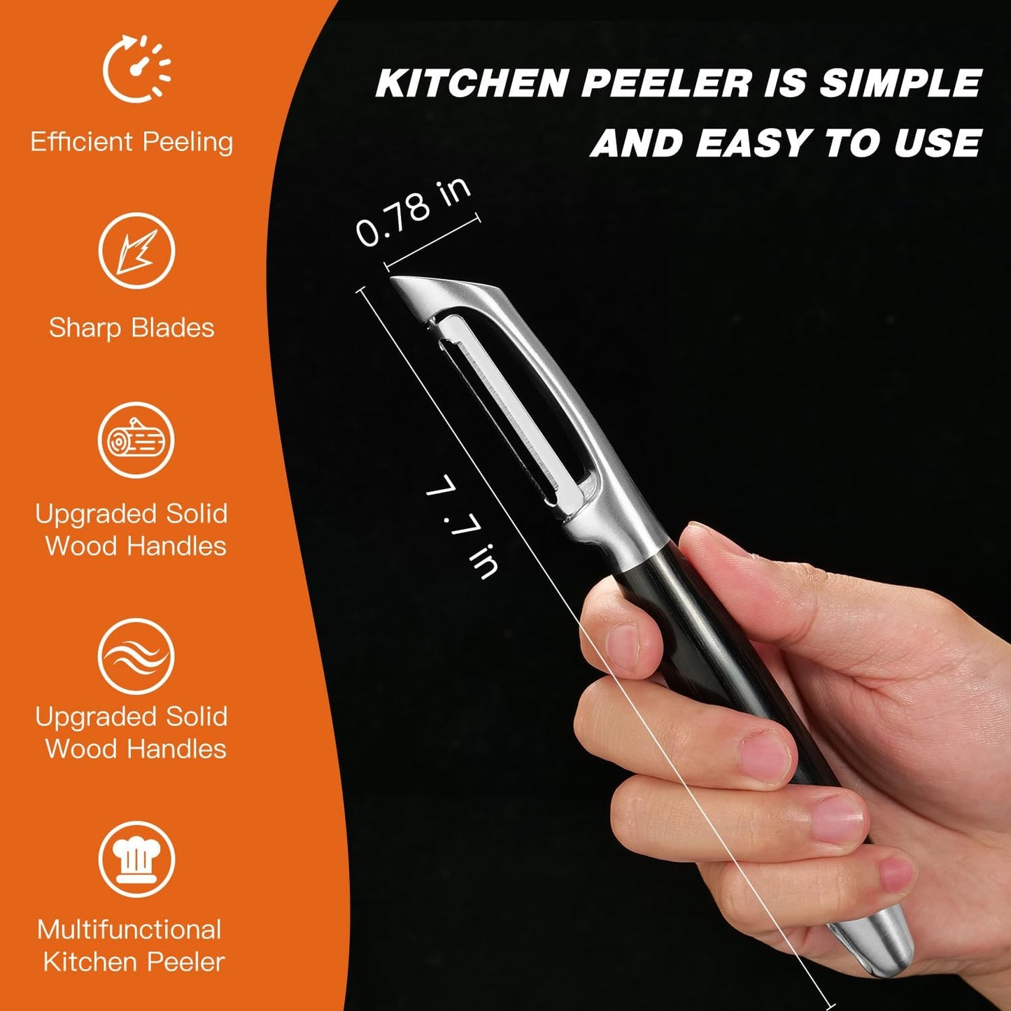 304 Stainless Steel Multi-Function Kitchen Peeler - With Solid Wood Handle, Sharp & Durable Blade, Effortlessly Peels Vegetables and Fruits, Essential Kitchen Tool