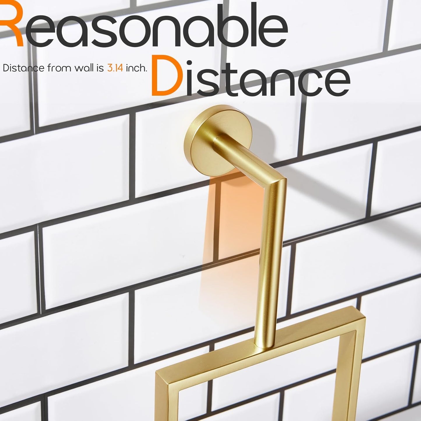 Towel Rings for Bathroom Wall Mounted Vertical Towel Rack Brushed Gold Stainless Steel Contemporary Hand Towels Holder Hanger, AN3005GD