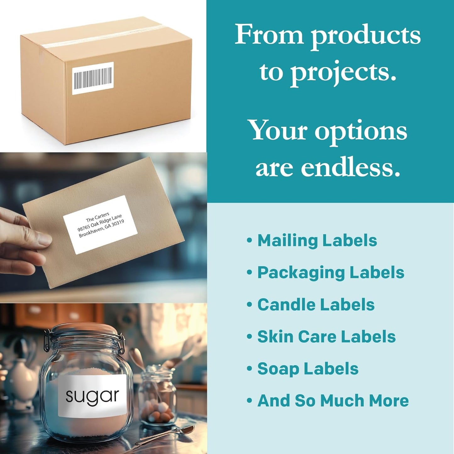 Premium Label Supply White Sticker Shipping/Mailing Labels – 4" x 2.5" – Laser/Inkjet Compatible – (8 per Sheet), 25 Sheets – 200 Total Adhesive Labels