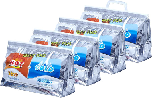 Superio Hot and Cold Insulated Bags for Food Delivery, Grocery Shopping Bags, Food Storage for Hot and Frozen Food for Travel, Disposable Cooler Bag, Reinforced Thermal Lunch Bag (4, 13"x5.5"x8.5")