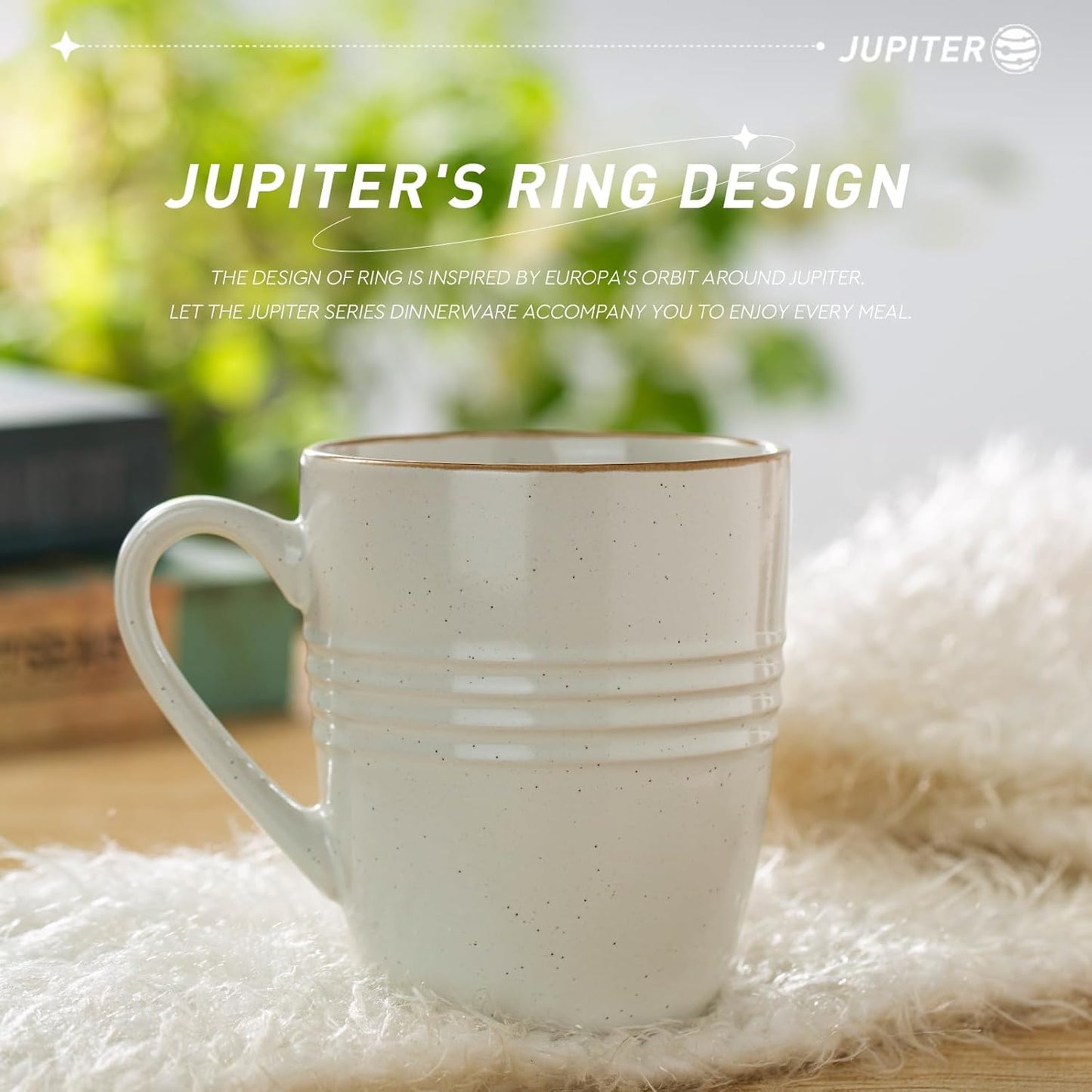 famiware Jupiter Coffee Mugs Set of 4, 14 OZ Coffee Mug, Microwave and Dishwasher Safe, Coffee Cups with Handle for Coffee, Tea, Cocoa, Milk, White