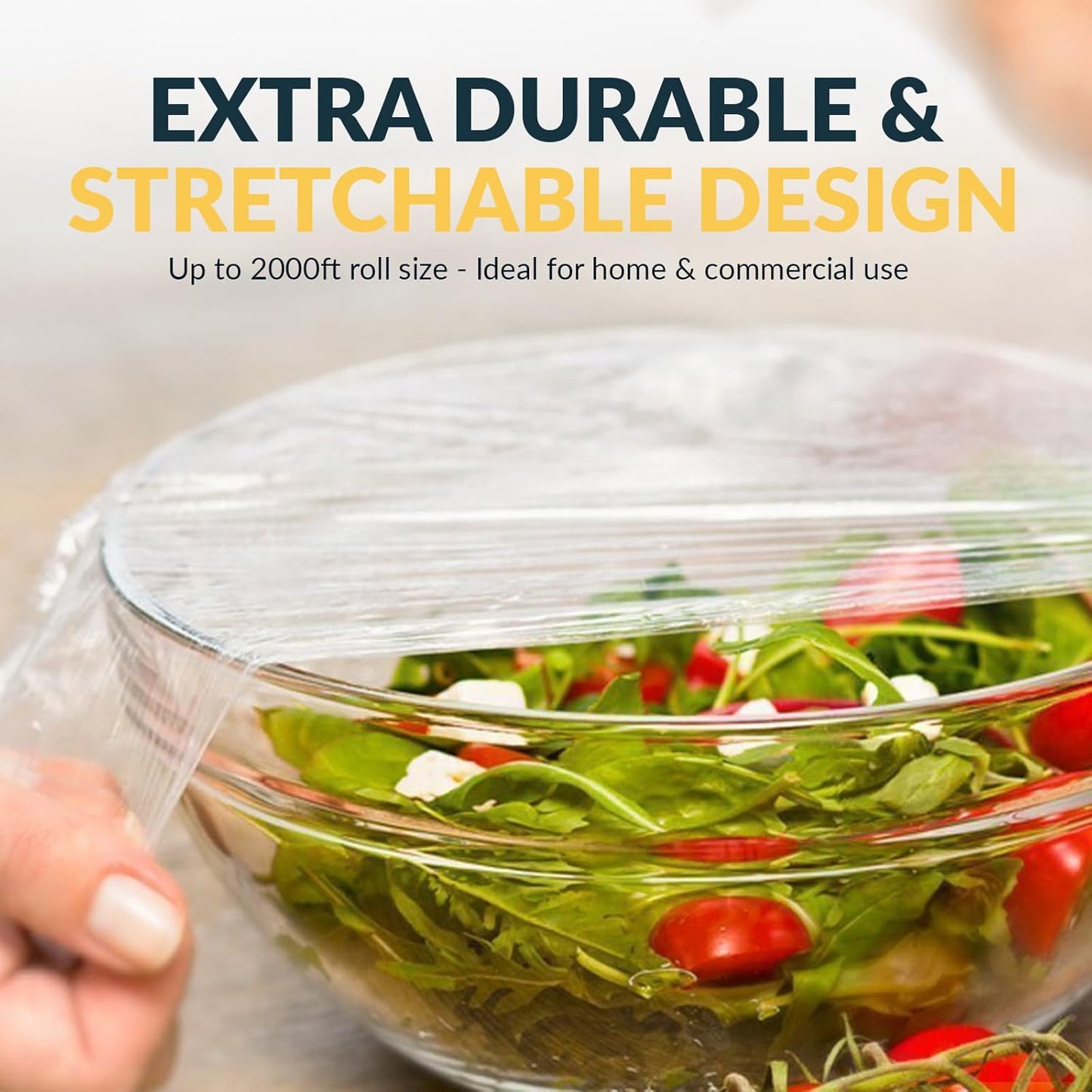 PAMI Plastic Food Wrap 18 Inch Wide X 2000ft, Clear Bpa Free Cling Wrap with Dispenser Box, Commercial Food Wrap Microwave Freezer Safe