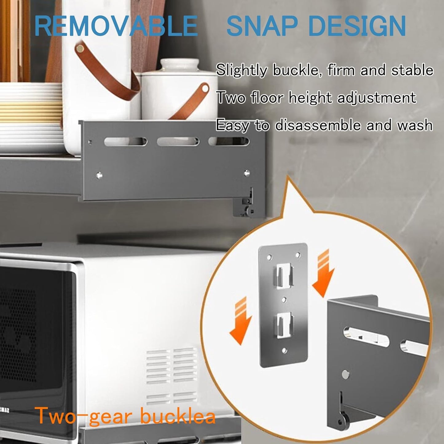 Retractable Stainless Steel Wall Rack, Countertop Multifunctional Storage Bracket, Kitchen Seasoning Rack for Electric Oven Microwave (16"25.5" Gun Gray)