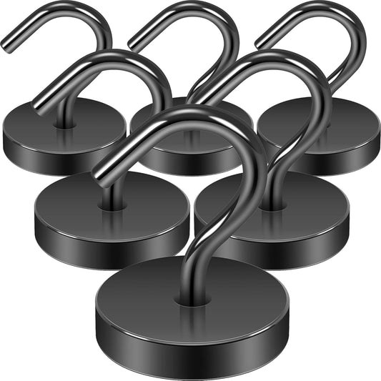 Neosmuk Magnetic Hooks Large Opening, Cruise Ship Essentials, 80lb+ Heavy Duty Magnetic Hooks for Cruise Cabins, Refrigerator, Grill, Hanging, and Travel | Extra Strong Must-Haves Magnet Hook,Black