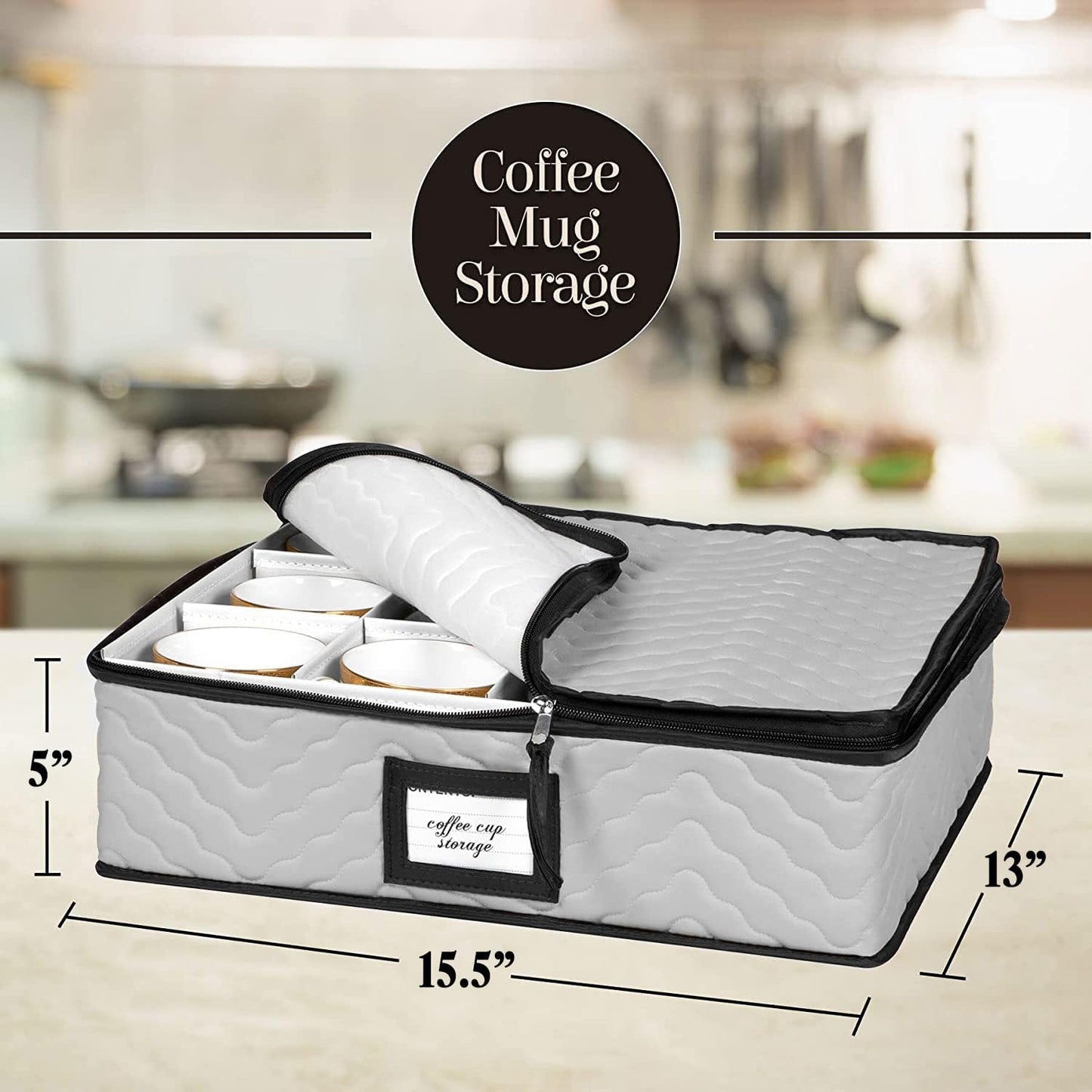 China Storage Containers 5-Piece Set Moving Boxes for Dinnerware, Glasses, Plates, Mugs and Saucers Sturdy Quilted Microfiber Dish Organizer with Dividers for Seasonal Storage - Gray