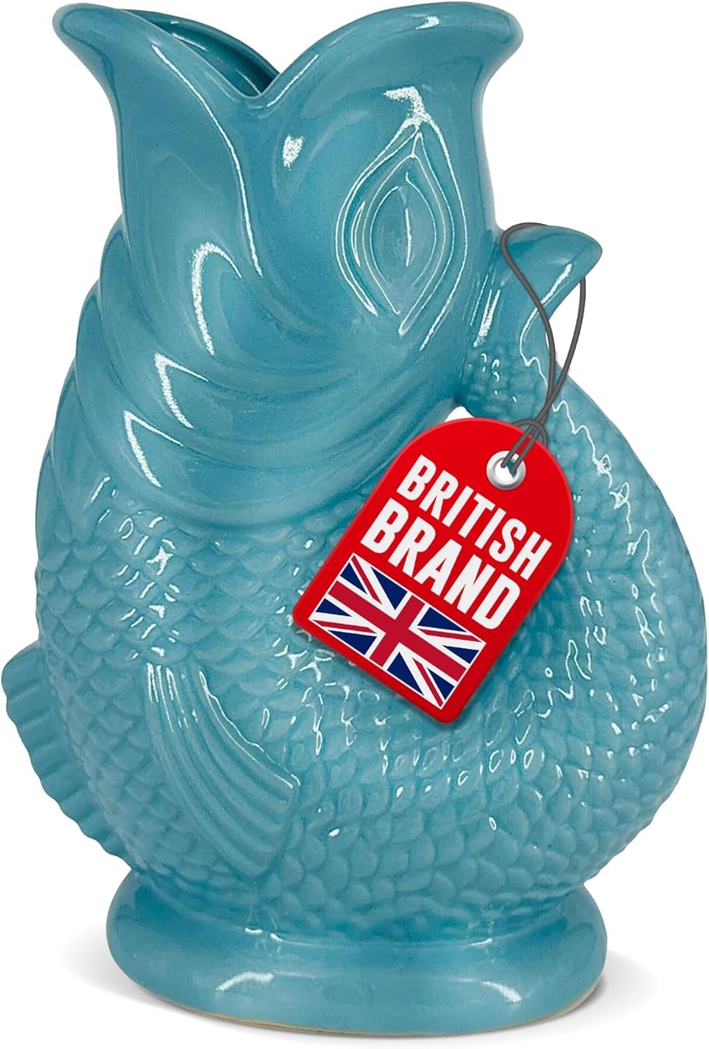 Gurgle Glug Jug The Bubble Jug® Surf Blue 50 fl oz 1.5L Litre Extra Large Pitcher - Fish Shaped Jug - Decorative Ceramic Glugging Cocktail, Water and Gin Vase and Gurgling Carafe Pot