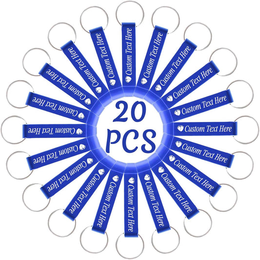 20PCS Personalized Bottle Opener Keychain Bulk Custom Beer Bottle Opener with Logo Text Engraved Wedding Bottle Opener Favors Customized Gifts for Guests Baby Shower Birthday Party-Blue