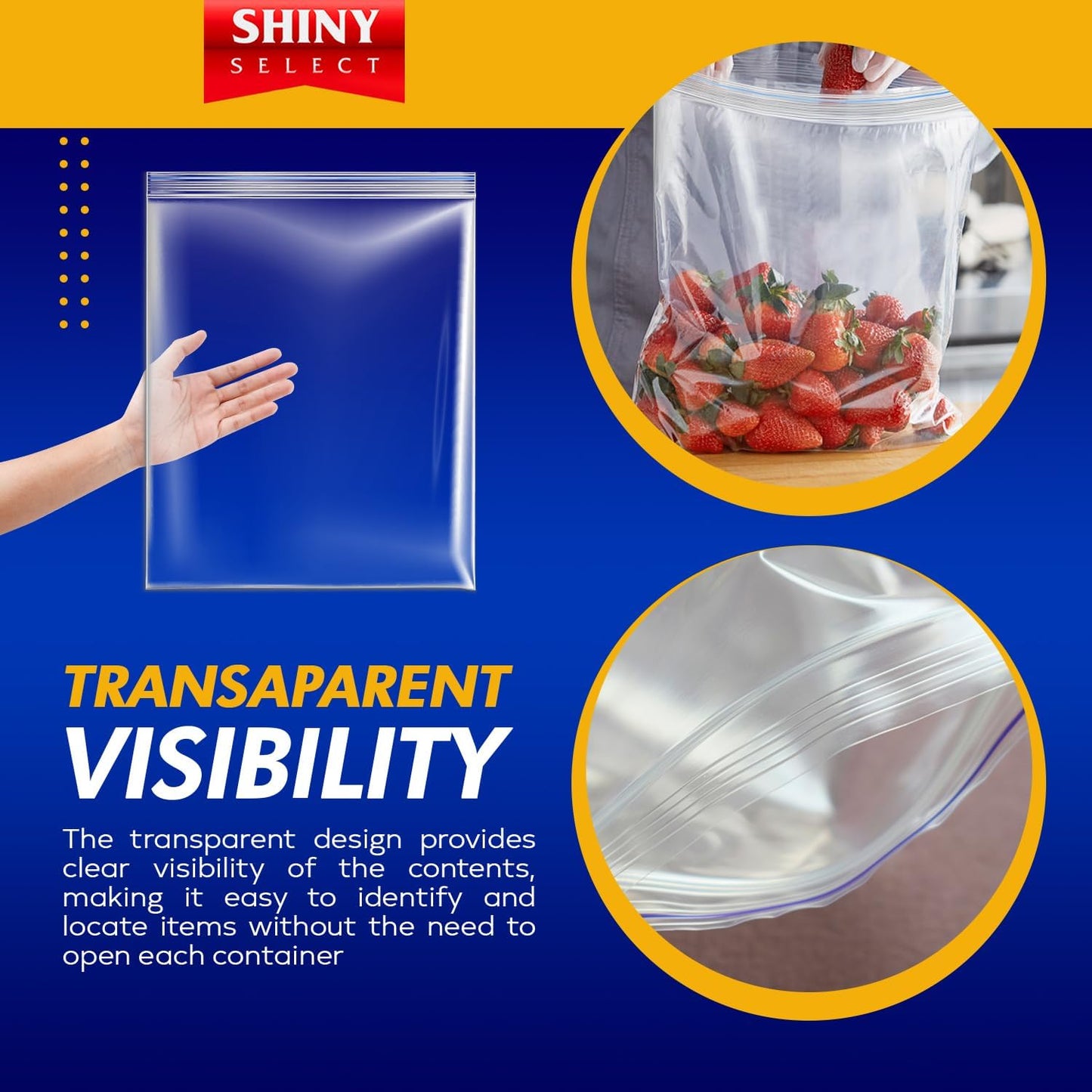 [ PACK OF 72 ] Large Resealable 3 Gallon Clear Reclosable Bags for Freezer, Brining, Food Storage, Bedding, Clothing, Organization, Moving, Packing or Travel 16" x 18" Jumbo Size