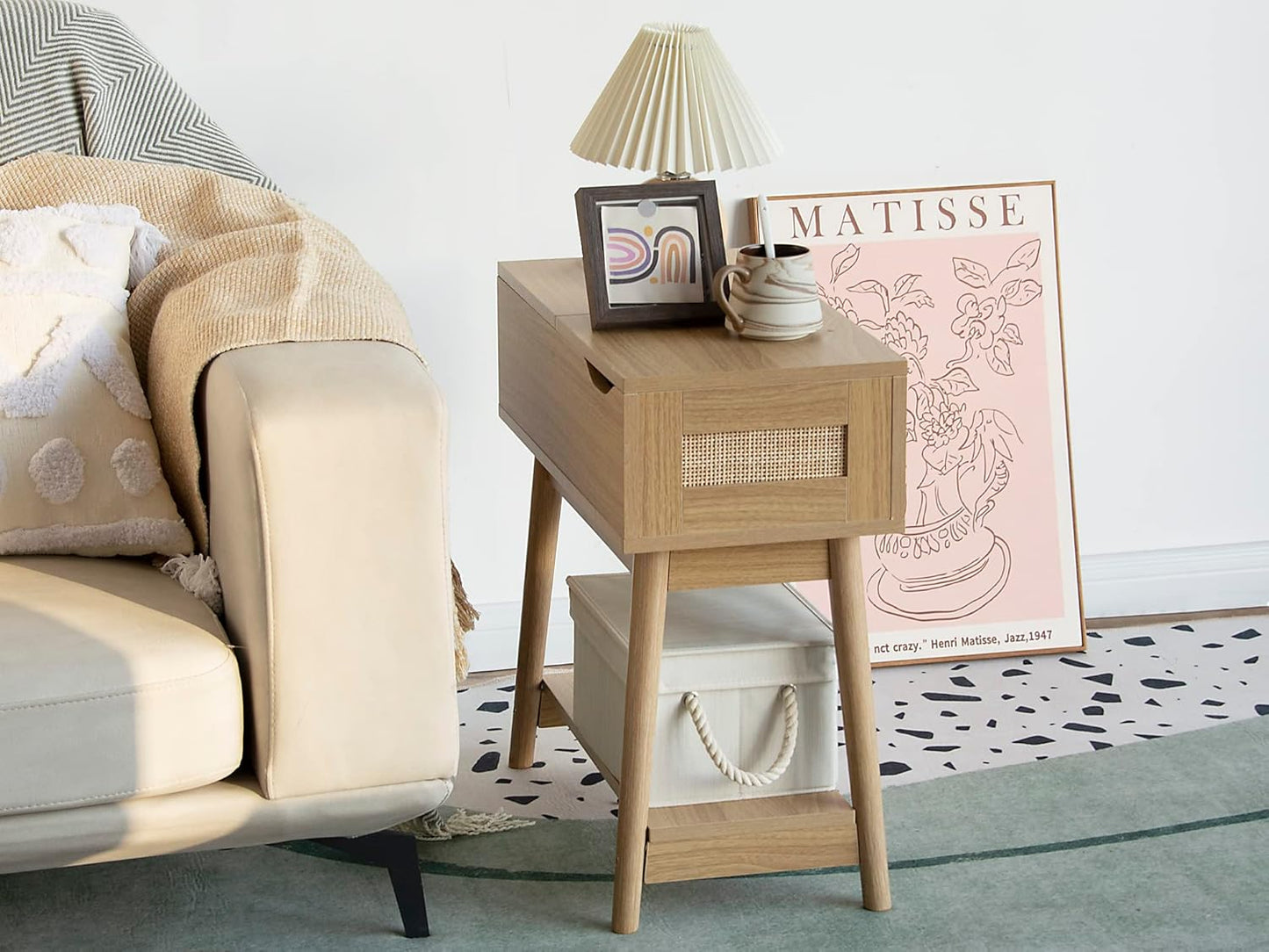 StorageWorks Storage Bins with Lids, Decorative Storage Boxes with Lid and Soft Rope Handles, Foldable Storage Baskets for Closet, Shelves, Stackable, Mixing of Beige, White & Ivory, Medium, 3-Pack