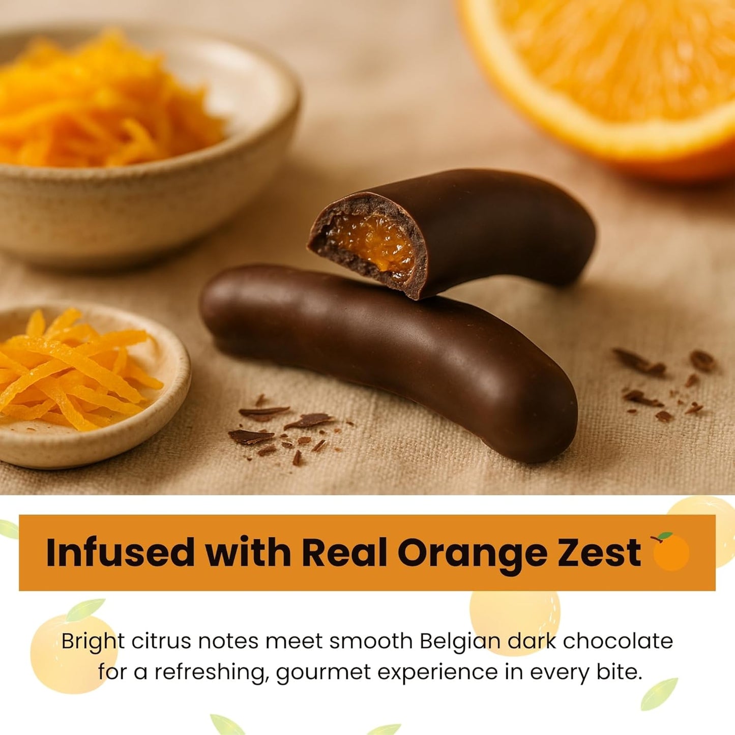Andy Anand Chocolatier Chocolate Covered Orange Peel Bars Infused Fresh Oranges Zest, Handcrafted Dark Chocolate_Orange Sticks, Gourmet Chocolate Truffles Gift Box (24 Pcs, 1lb)