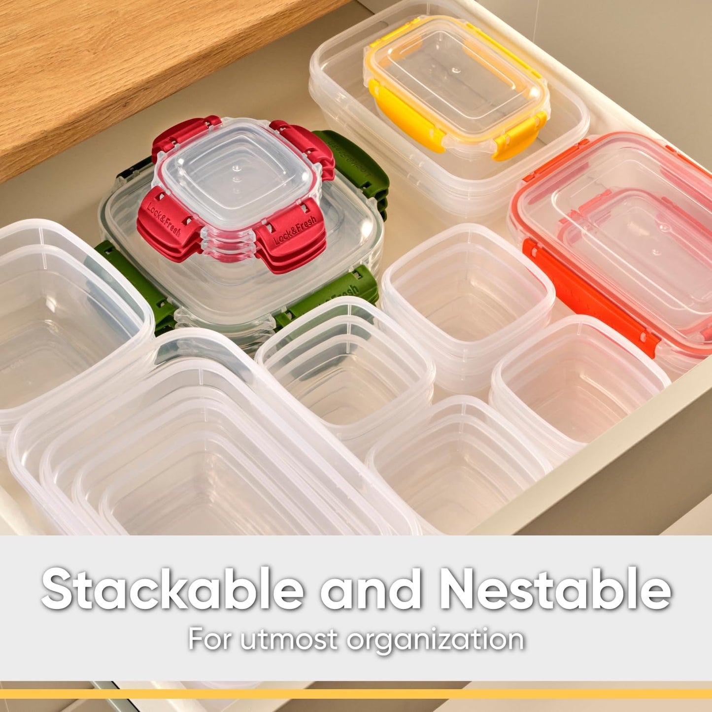 Superio Plastic Food Storage Containers with Airtight Lids, 4 Pack- 80 Oz, BPA Free, Leakproof, Stackable, Microwave, Dishwasher, Freezer Safe, Orange