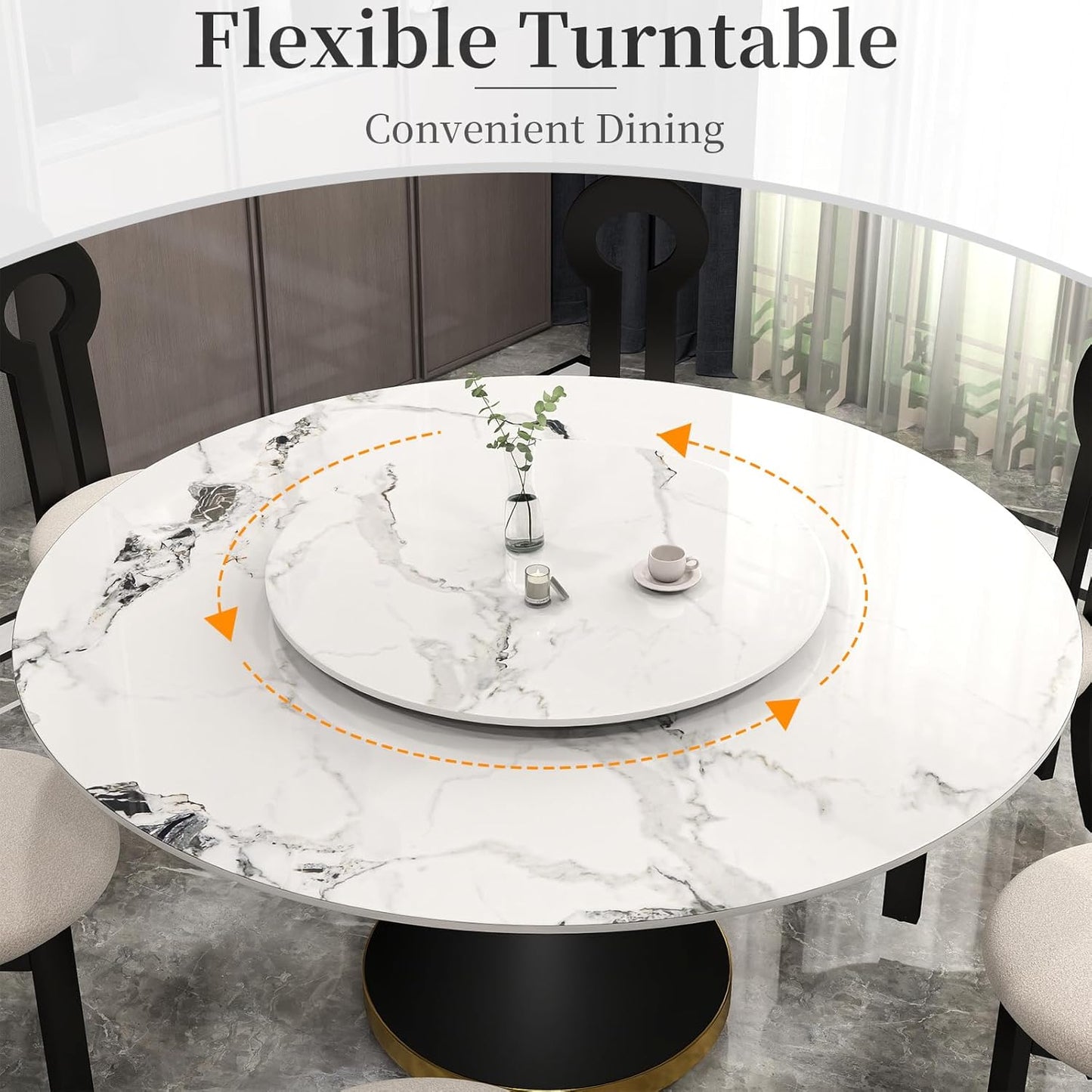 31.5" Lazy Susan for Table Top Sintered Stone Rotating Serving Tray for Dining Table, Kitchen Lazy Susan Organizer Spinning Rotating Food Server Party Centerpieces