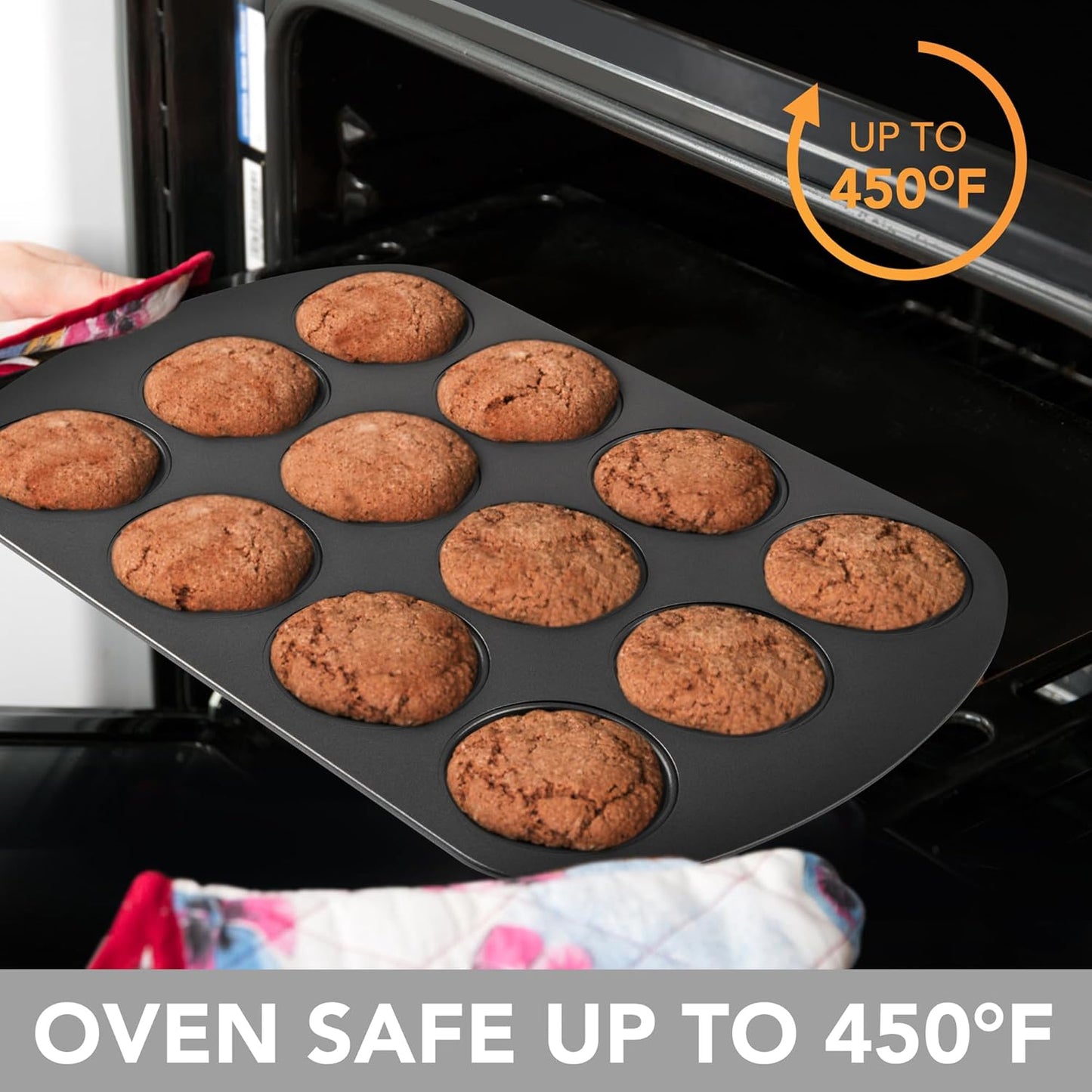 Tiawudi Muffin Top Pan, 12 Cavity Cupcake Pan, 3 Inch Nonstick Bakeware for Eggs, Cornbread, Cookies, Whoopie Pies and Yorkshire Pudding